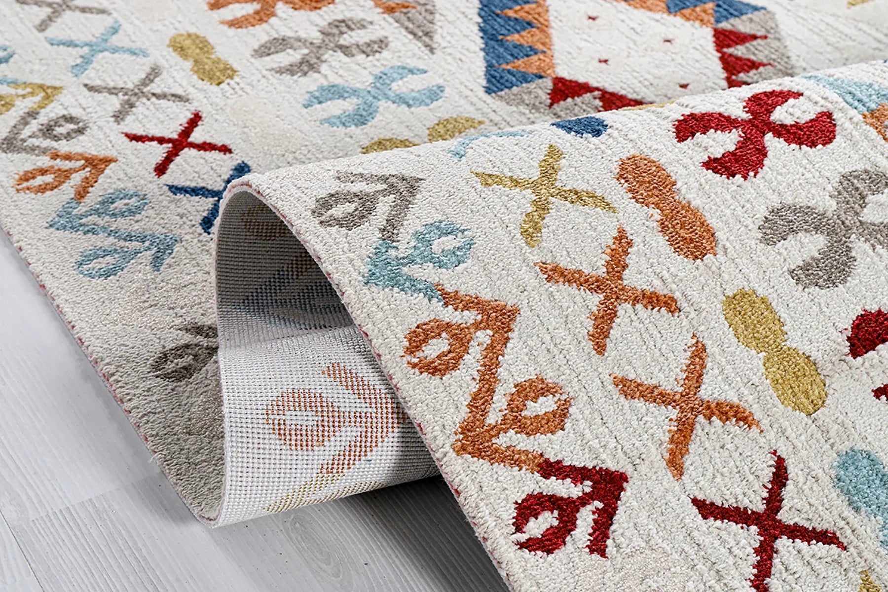 Renkli geometrik desenli toz tutmayan salon salıncağı halı örtüsü