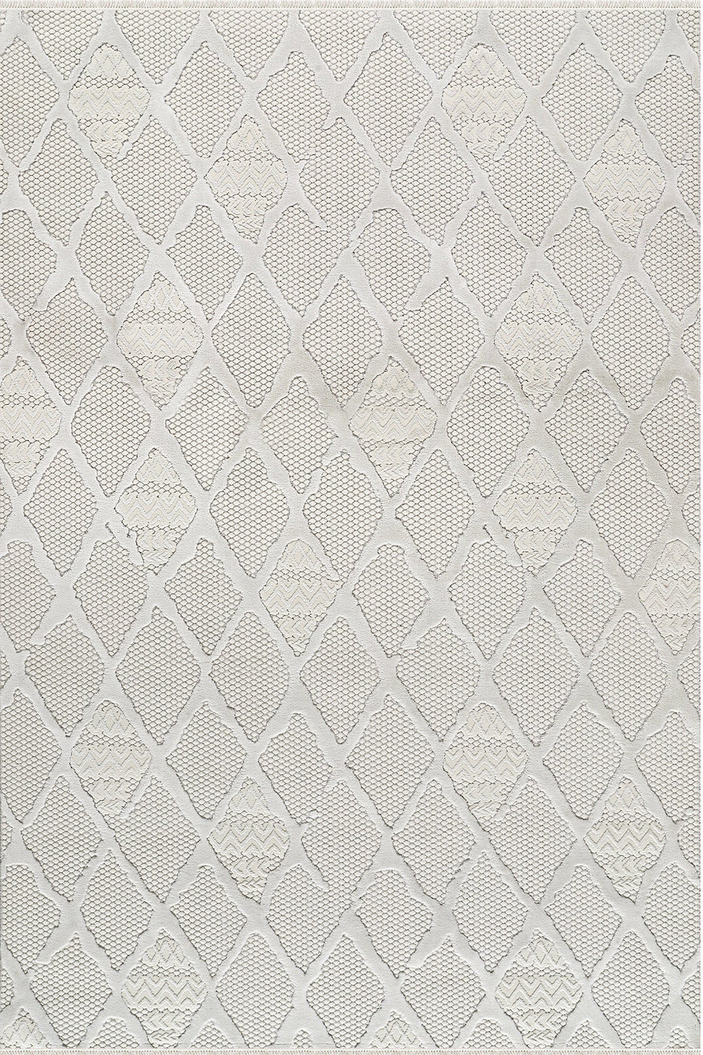 Beyaz ve krem tonlarında geometrik desenli dokuma duvar kağıdı tasarımı