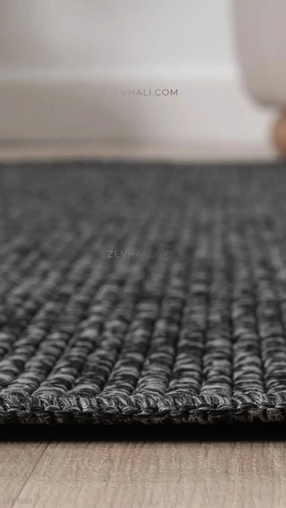 Zev halı Zeminlerinizde Mimari Bir Başyapıt: Zev Keten 400 CM Siyah Serisi Özel Ölçü | Jüt Hasır Halılar | Zev Halı