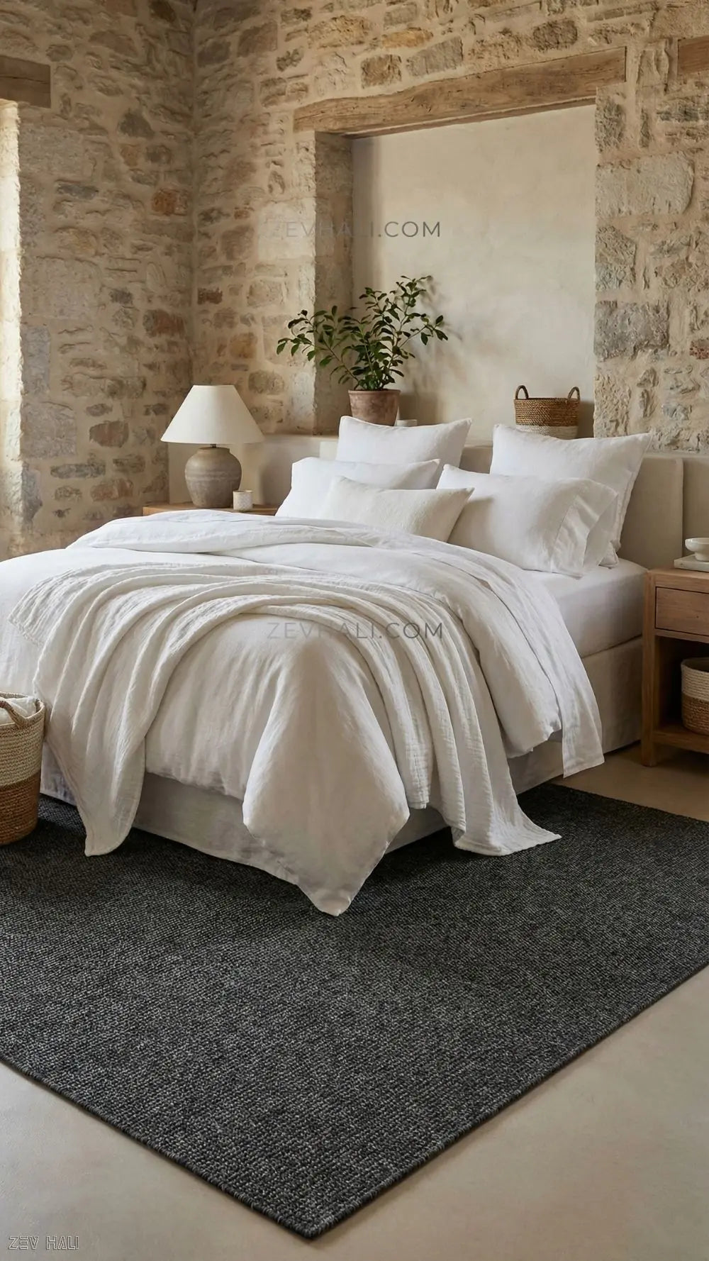 Zev Halı Keten Safir Siyahı 400 CM En Özel Kesim Halı - Mimari Formlarda Sınırsız Özgürlük | Jüt Hasır Halılar | Zev Halı