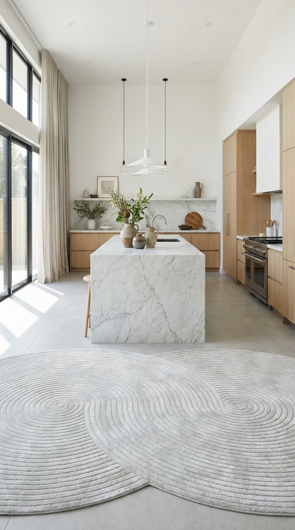 Krem Soyut Sanat Desenli Asimetrik Halı | Kübist & Modern Tarz