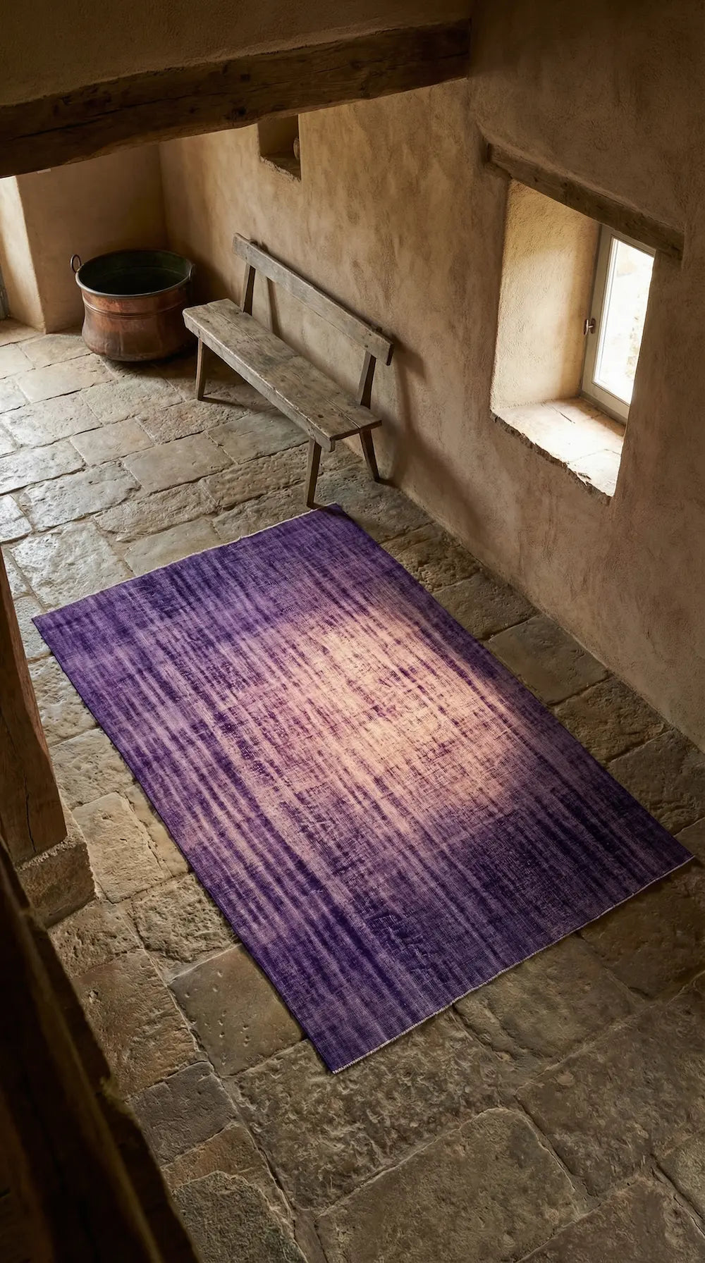 Zev Halı Vintage Serisi Overdyed Tekniği Mor El Dokuması Halı 240x376 | El Dokuması Halı | Zev Halı