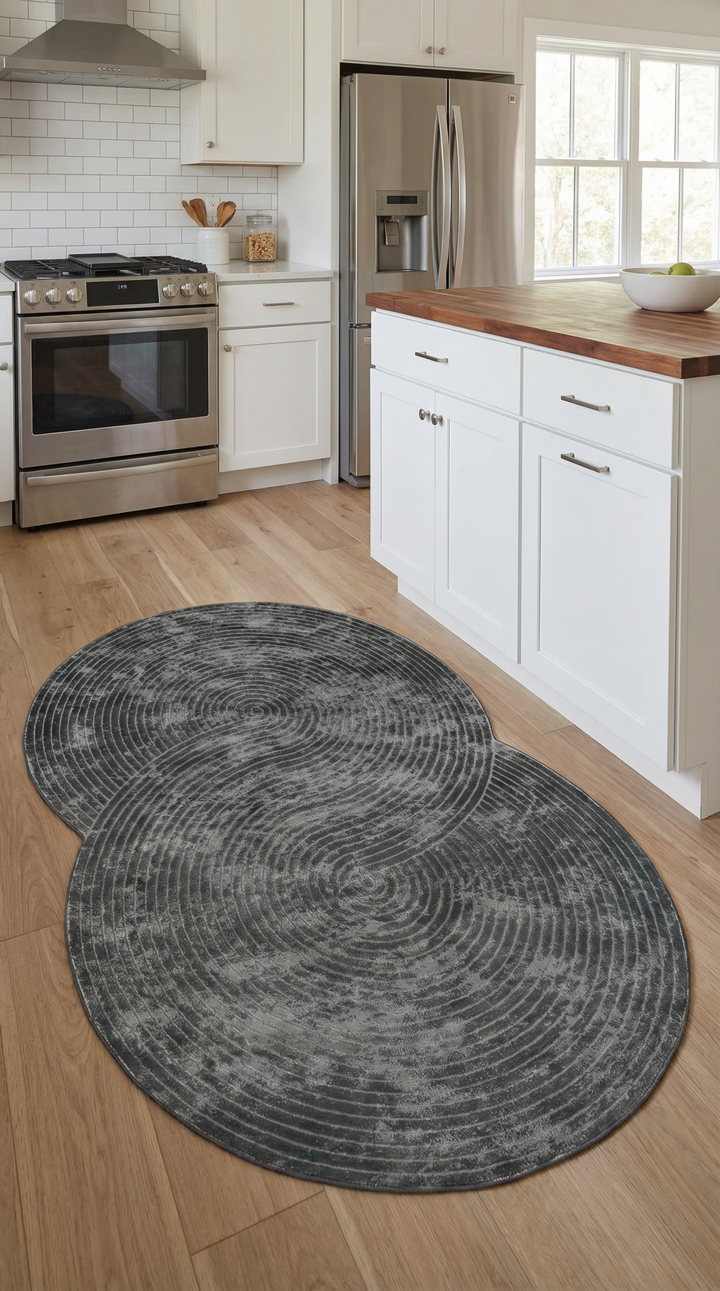 Antrasit Helezon Desenli Asimetrik Halı | Modern & Sıra Dışı Tasarım