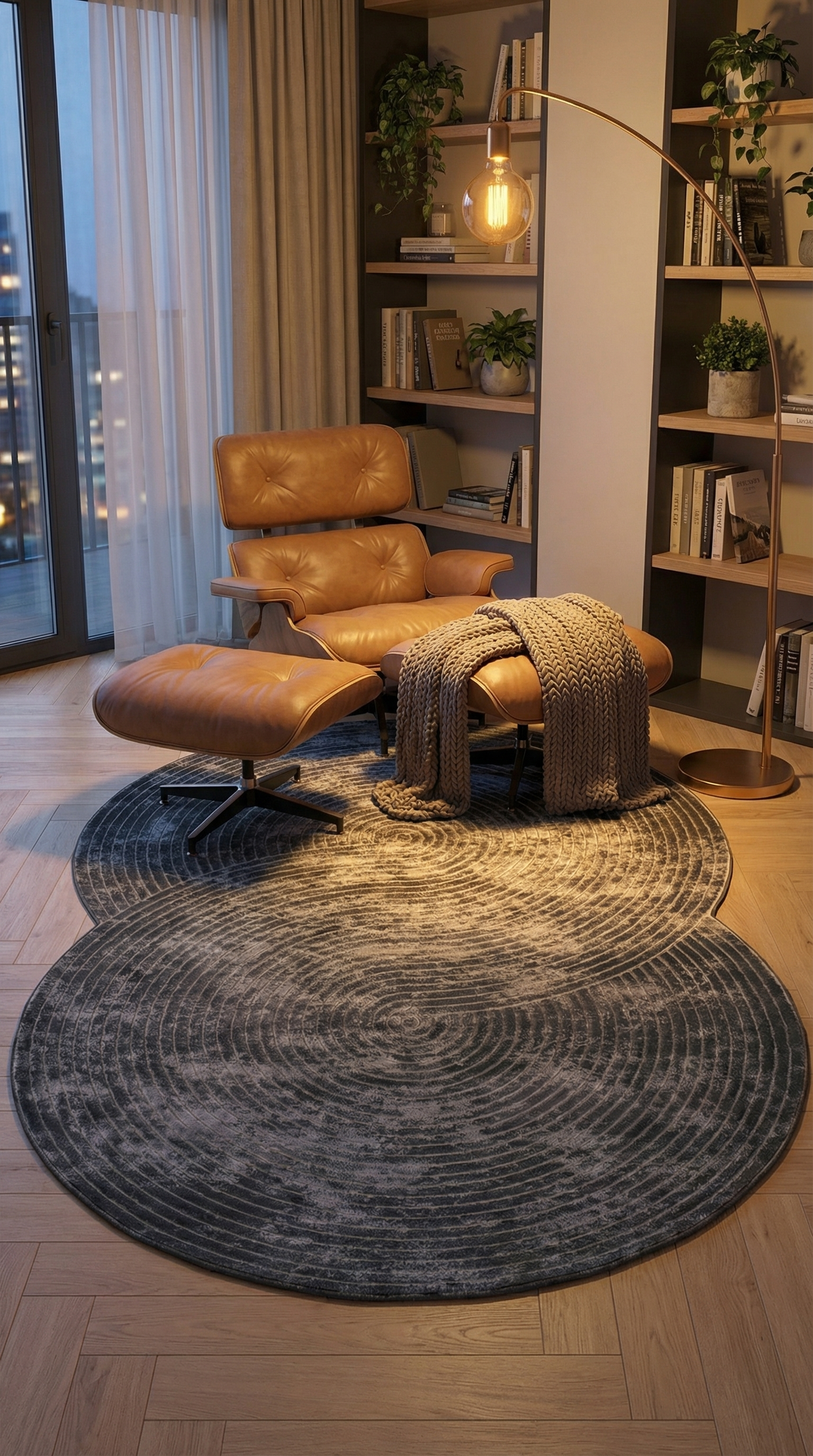 Antrasit Helezon Desenli Asimetrik Halı | Modern & Sıra Dışı Tasarım