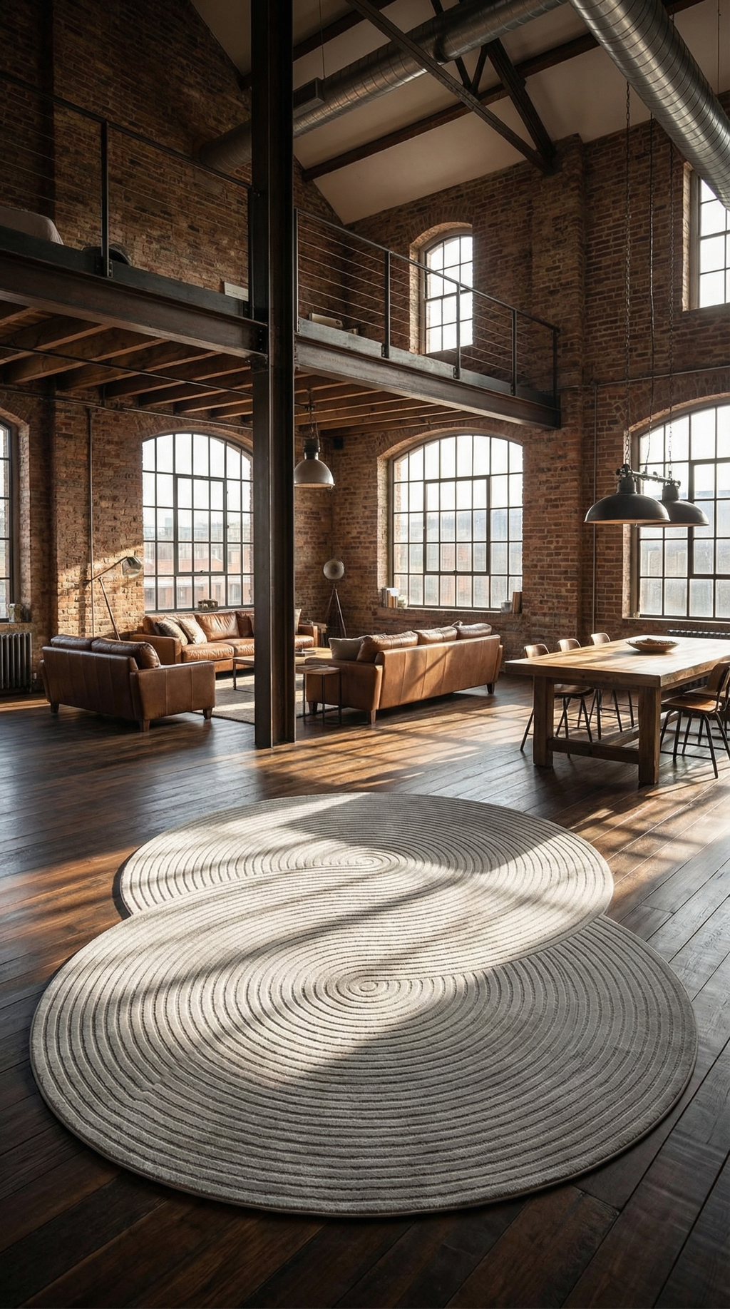 Krem Soyut Sanat Desenli Asimetrik Halı | Kübist & Modern Tarz