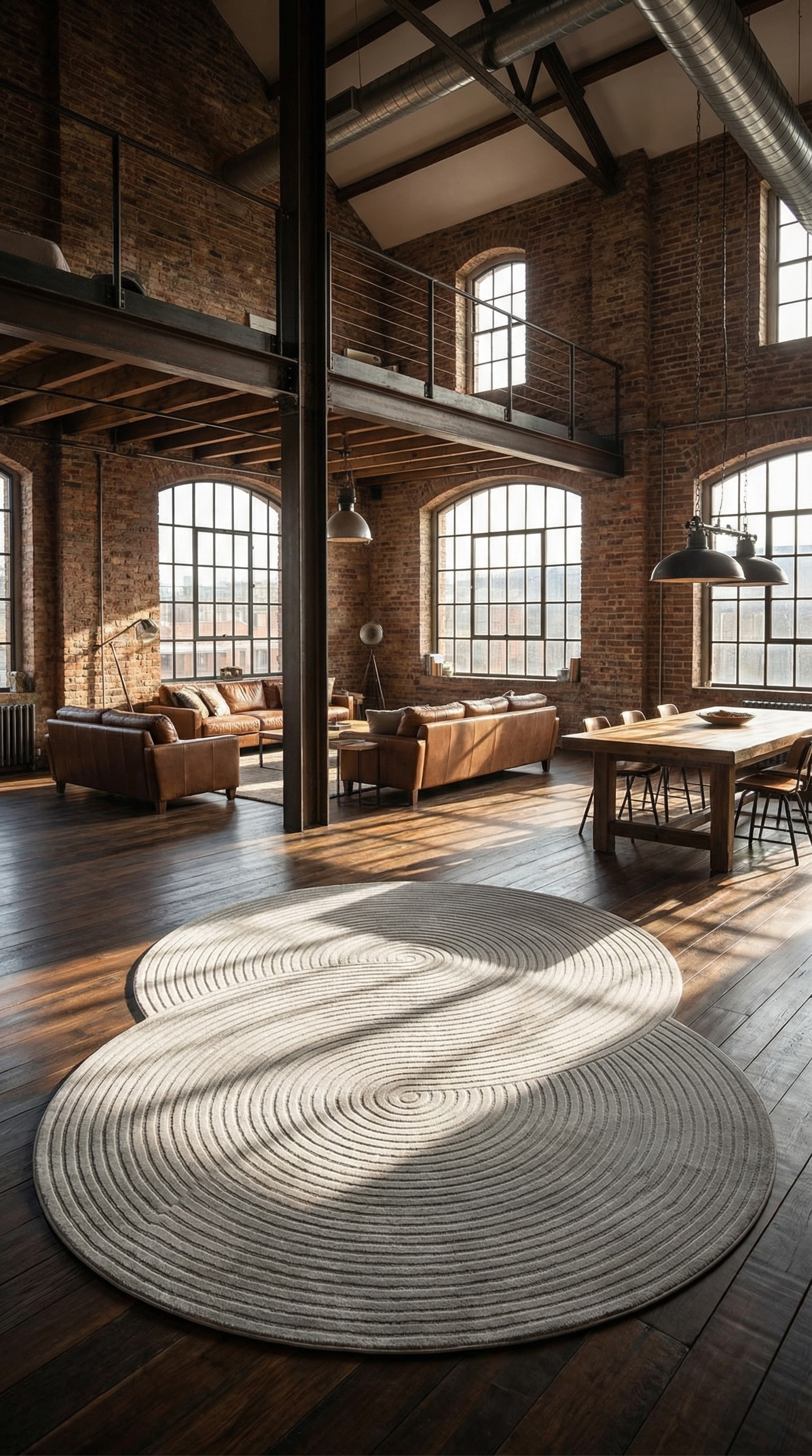 Krem Soyut Sanat Desenli Asimetrik Halı | Kübist & Modern Tarz