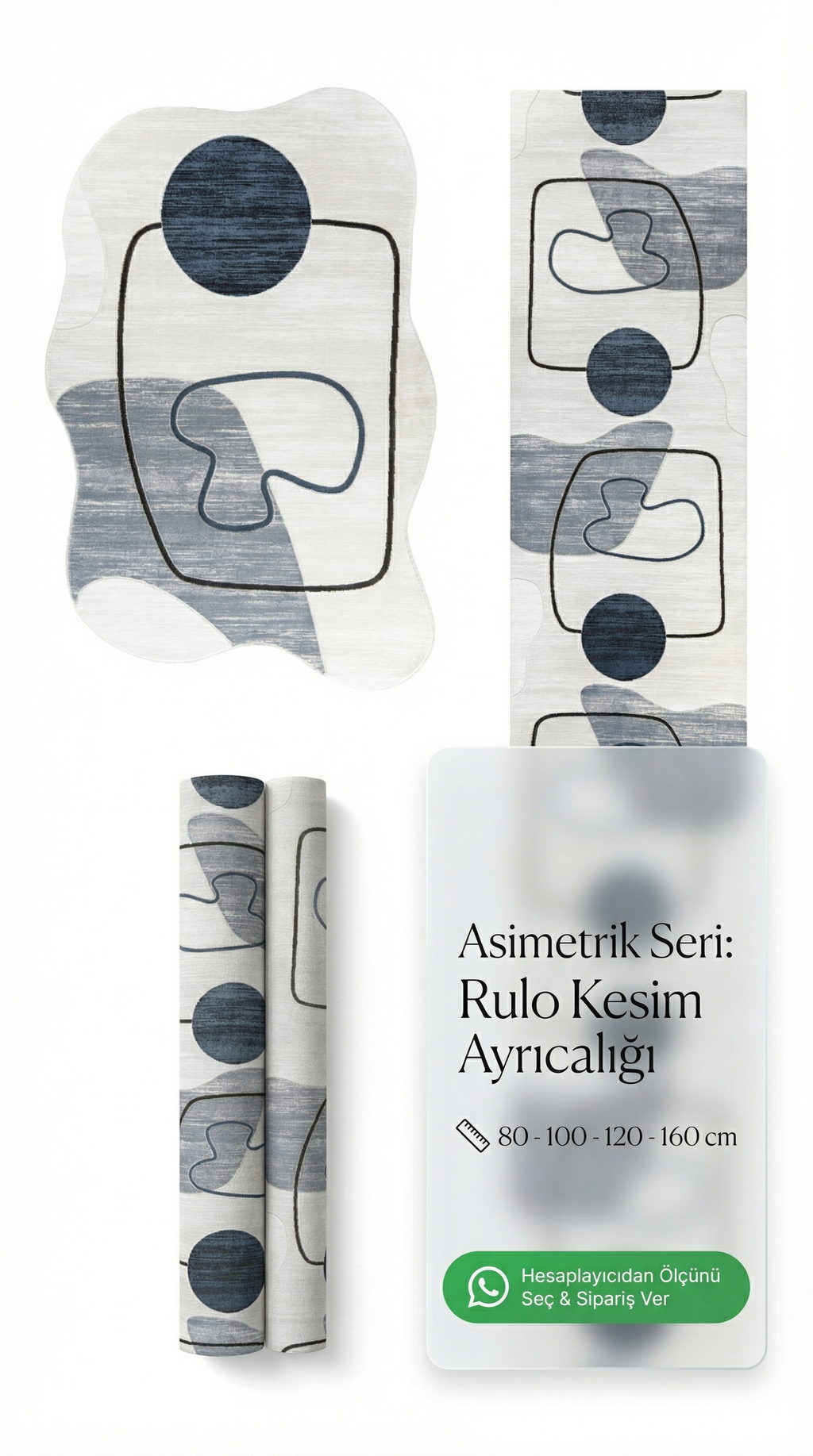 Soyut Sanat Desenli Asimetrik Halı | Kübist & Modern Tarz