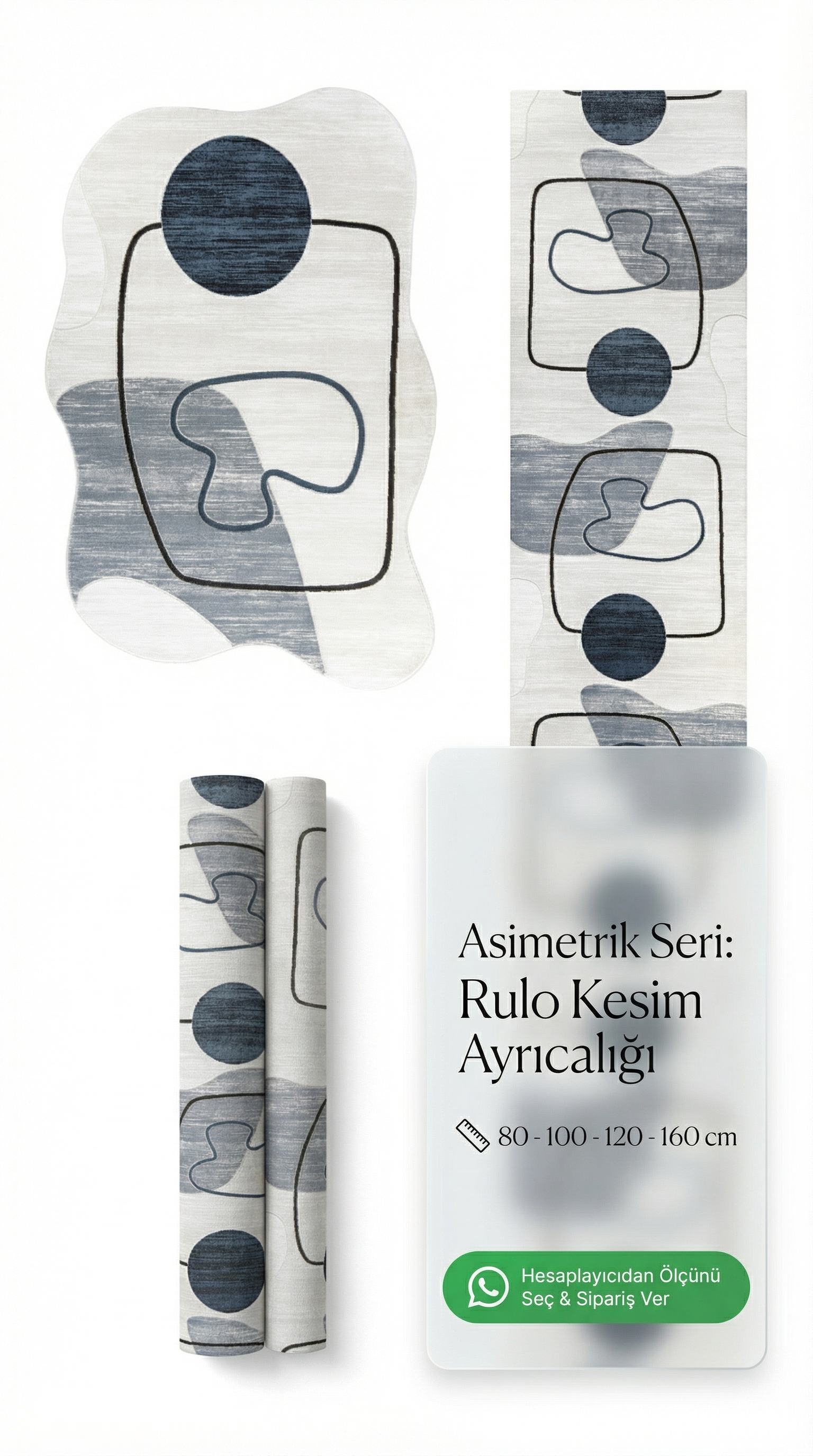 Soyut Sanat Desenli Asimetrik Halı | Kübist & Modern Tarz