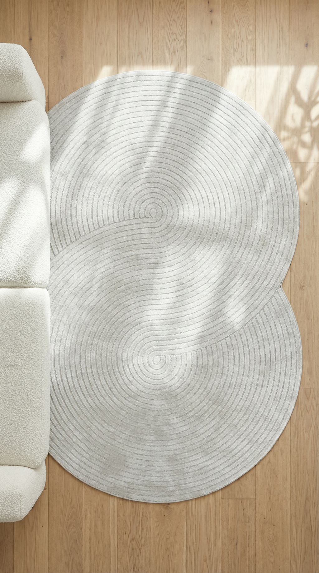 Krem Soyut Sanat Desenli Asimetrik Halı | Kübist & Modern Tarz