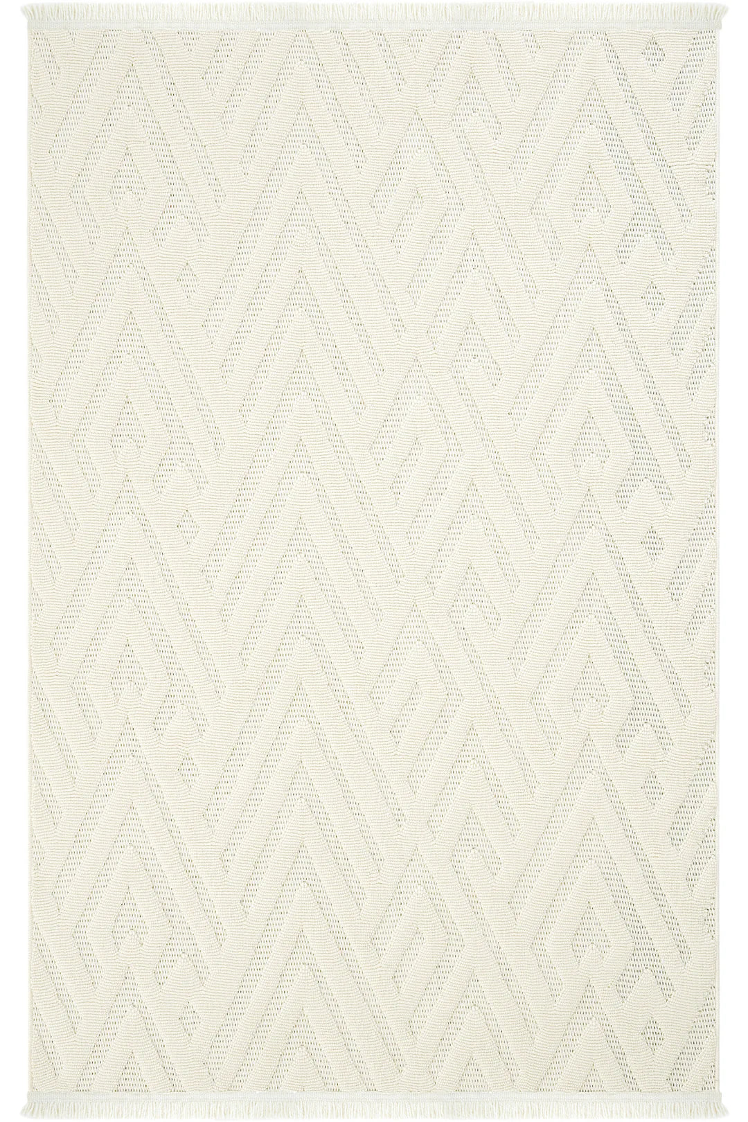 Krem rengi geometrik desenli ince dokuma modern dekoratif kilim