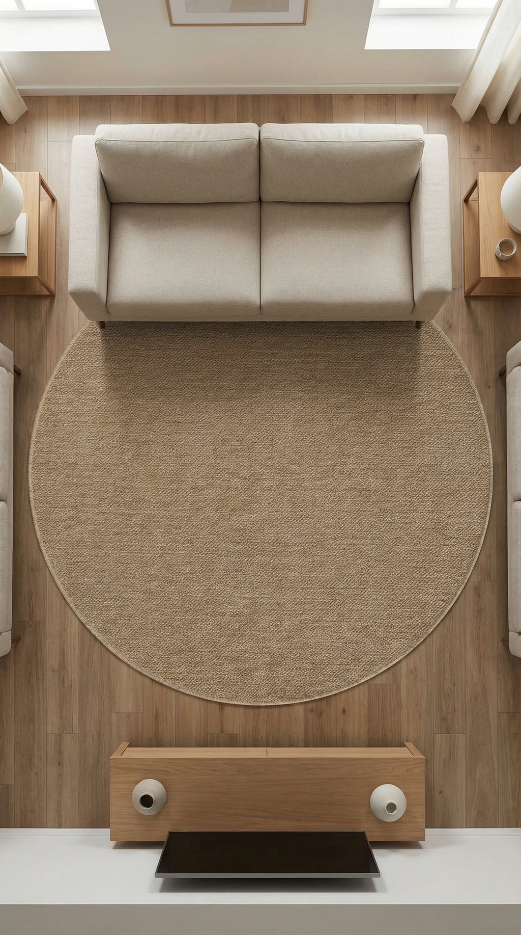 Zev Keten: 400 cm Çapa Kadar Devasa Yuvarlak Özel Kesim Halı Özel Ölçü ✂