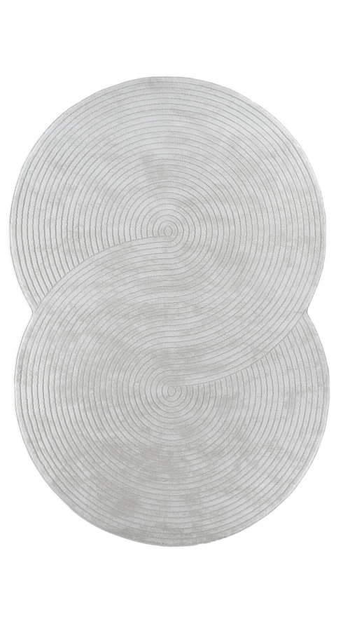 Cream Abstract Art Pattern Asymmetrical Rug | Cubist &amp; Modern Style 
