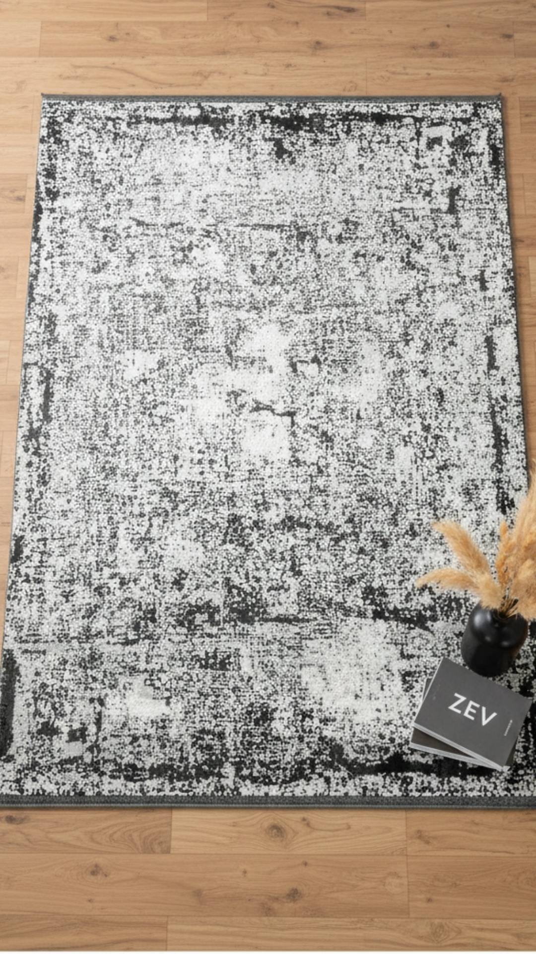 Zev Dark Serisi Zümrüt Siyahı Modern Grunge Triko Akrilik Salon Misafir Odası Halısı- %60 Fırsat Outlet st025  160x230