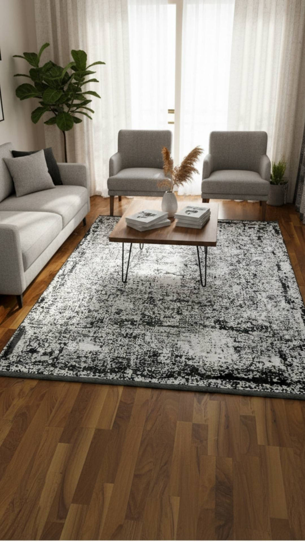 Zev Dark Serisi Zümrüt Siyahı Modern Grunge Triko Akrilik Salon Misafir Odası Halısı- %60 Fırsat Outlet st025  160x230