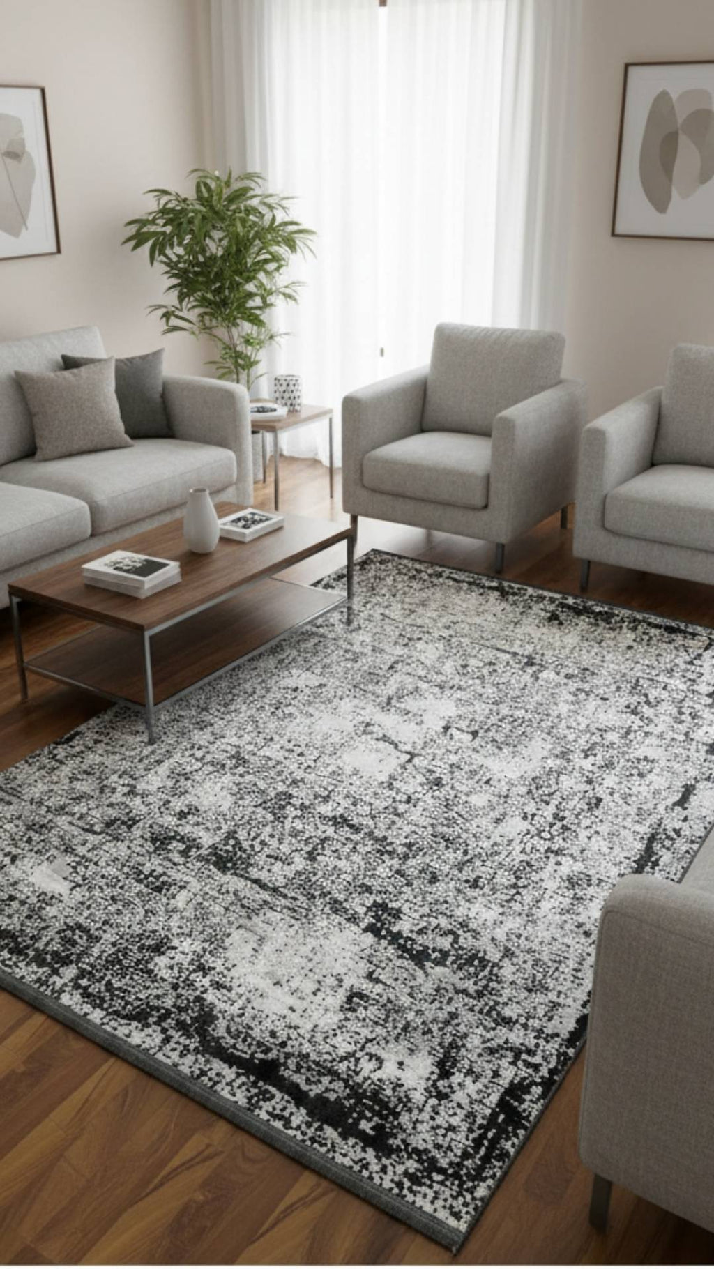 Zev Dark Serisi Zümrüt Siyahı Modern Grunge Triko Akrilik Salon Misafir Odası Halısı- %60 Fırsat Outlet st025  160x230