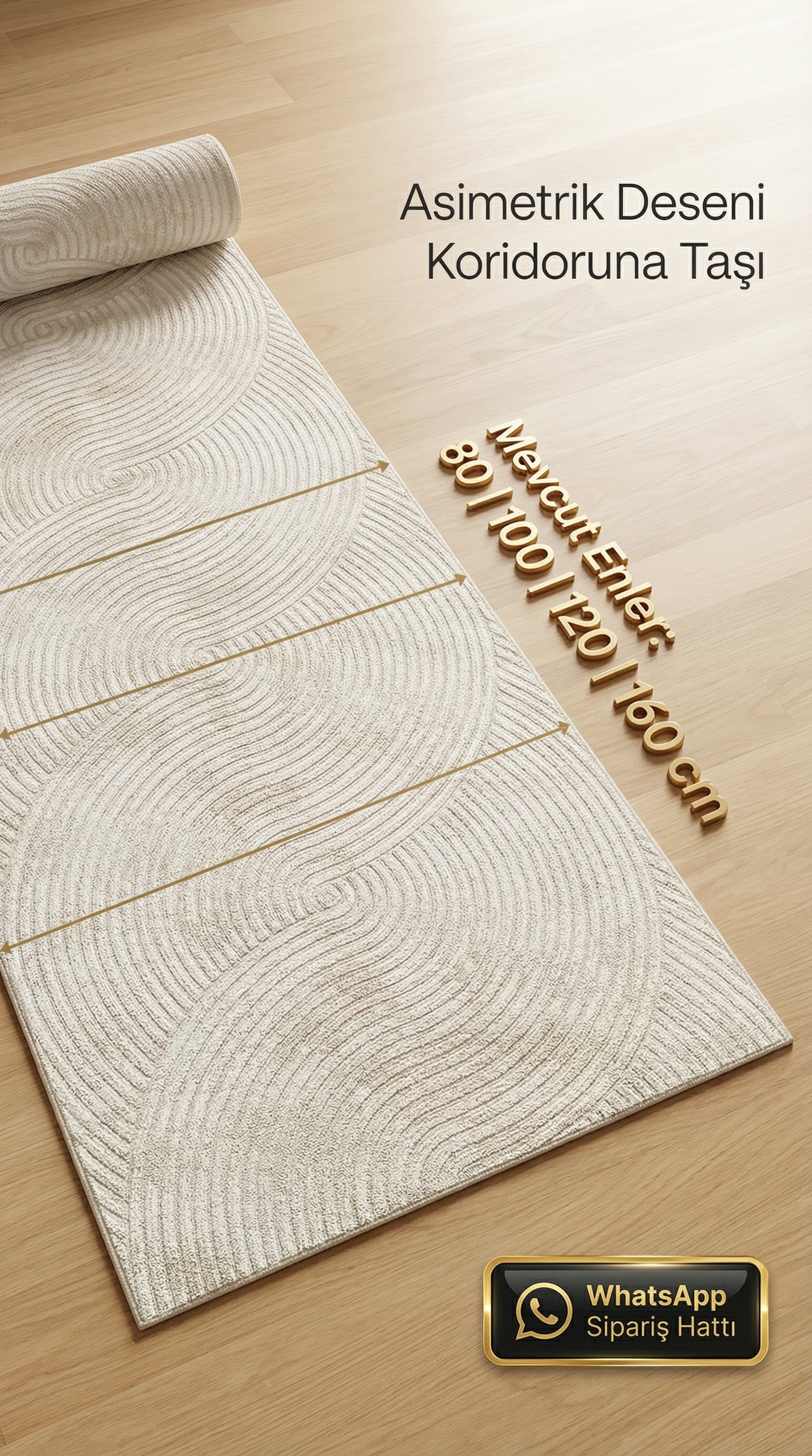 Krem Soyut Sanat Desenli Asimetrik Halı | Kübist & Modern Tarz