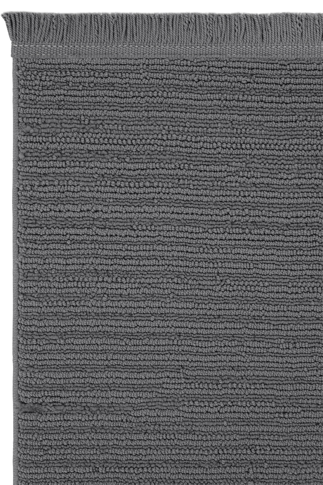 Gri renkte yumuşak dokulu, püsküllü banyo paspası