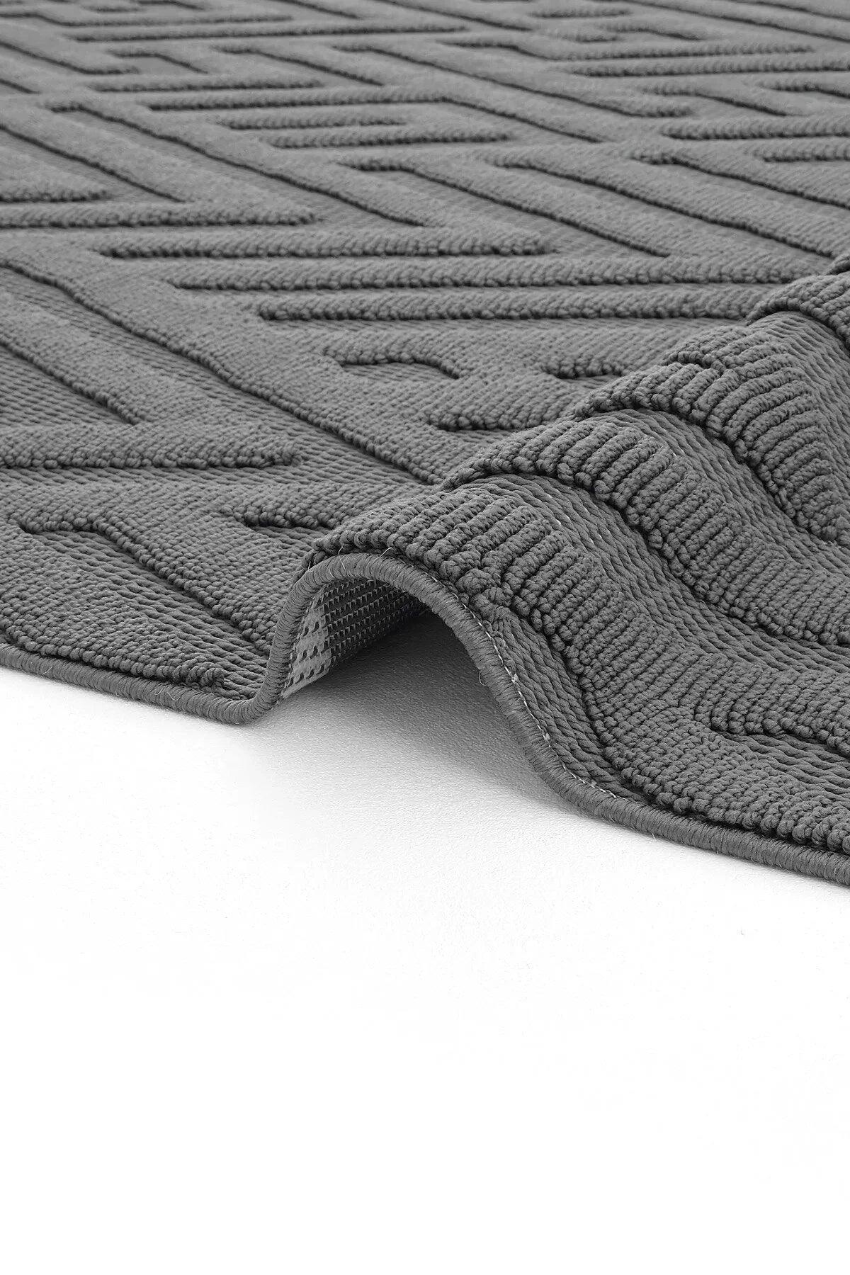 Gri kabartmalı desenli yumuşak dokulu kaymaz tabanlı ev paspası