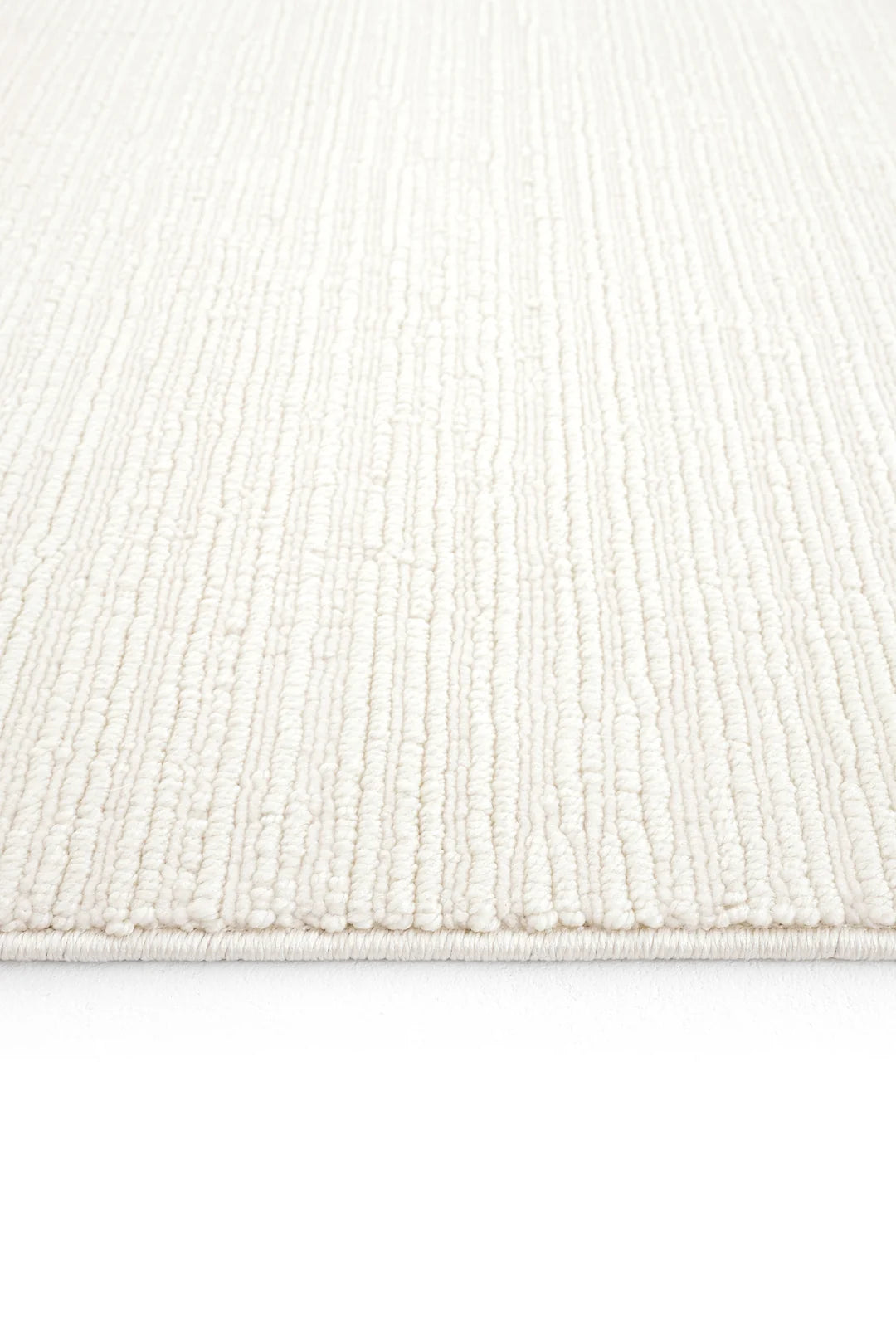 Krem renkli dokulu ince çizgili modern dekoratif halı