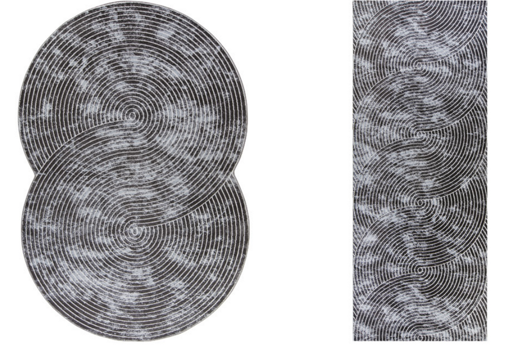 Antrasit Helezon Desenli Asimetrik Halı | Modern & Sıra Dışı Tasarım