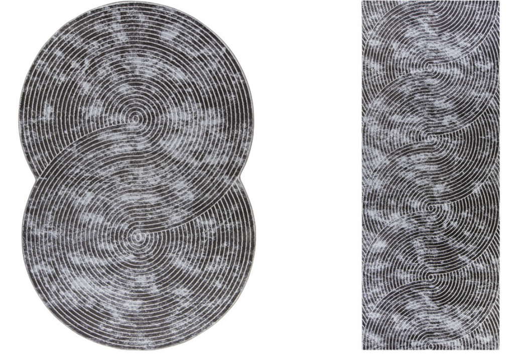 Antrasit Helezon Desenli Asimetrik Halı | Modern & Sıra Dışı Tasarım