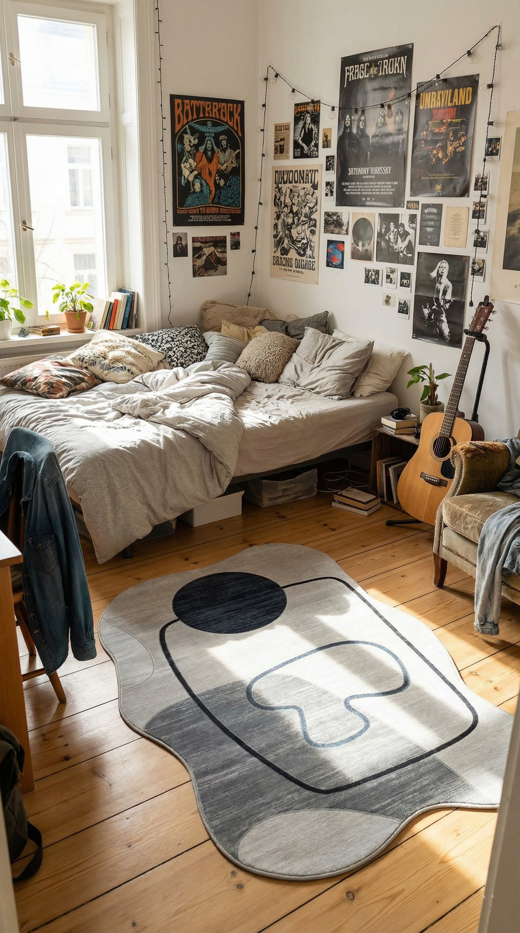 Soyut Sanat Desenli Asimetrik Halı | Kübist & Modern Tarz