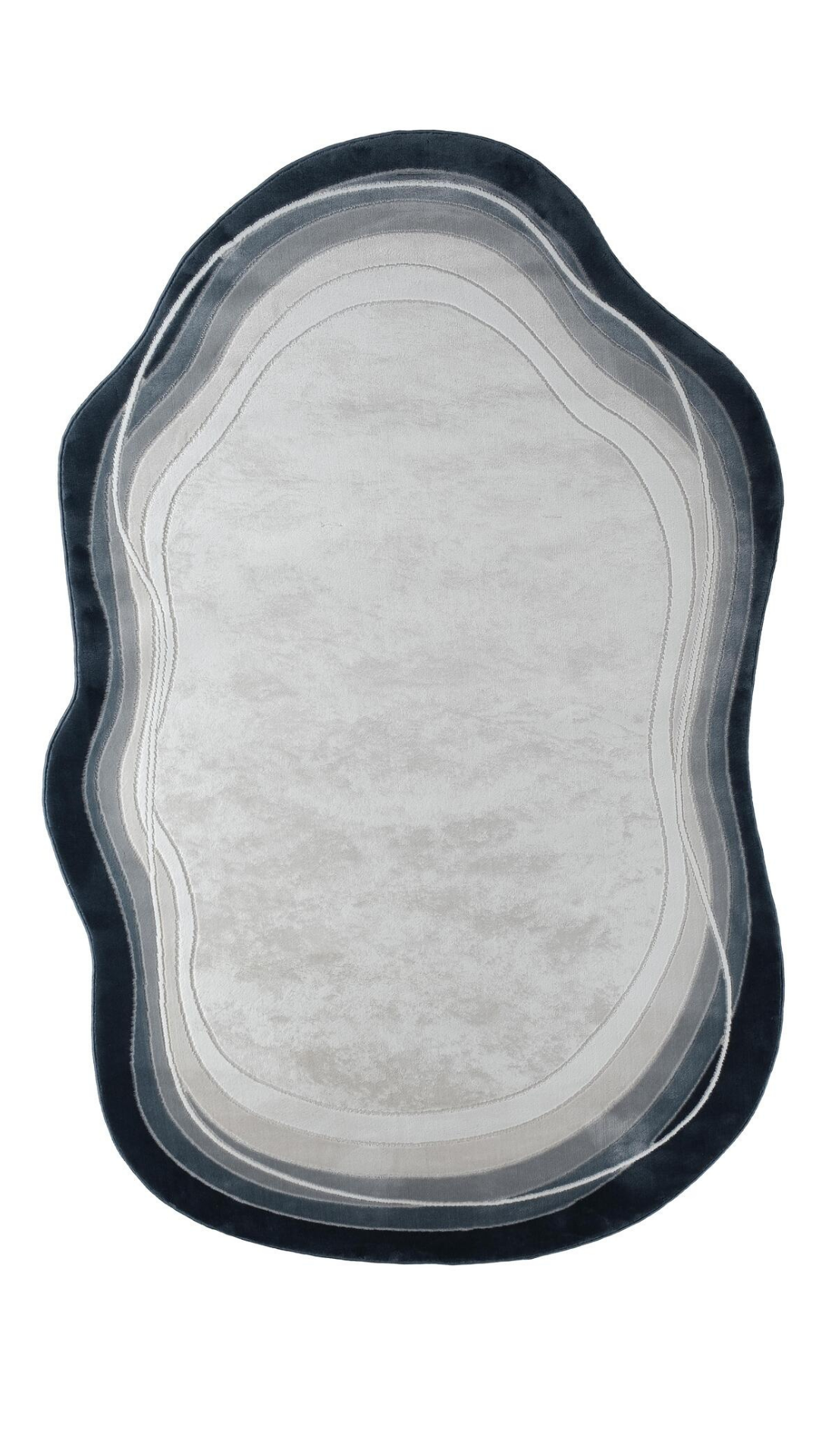 Gri Mavi Akik Desenli Organik Asimetrik Kesim Halı | Doğal Taş Görünümlü & Modern