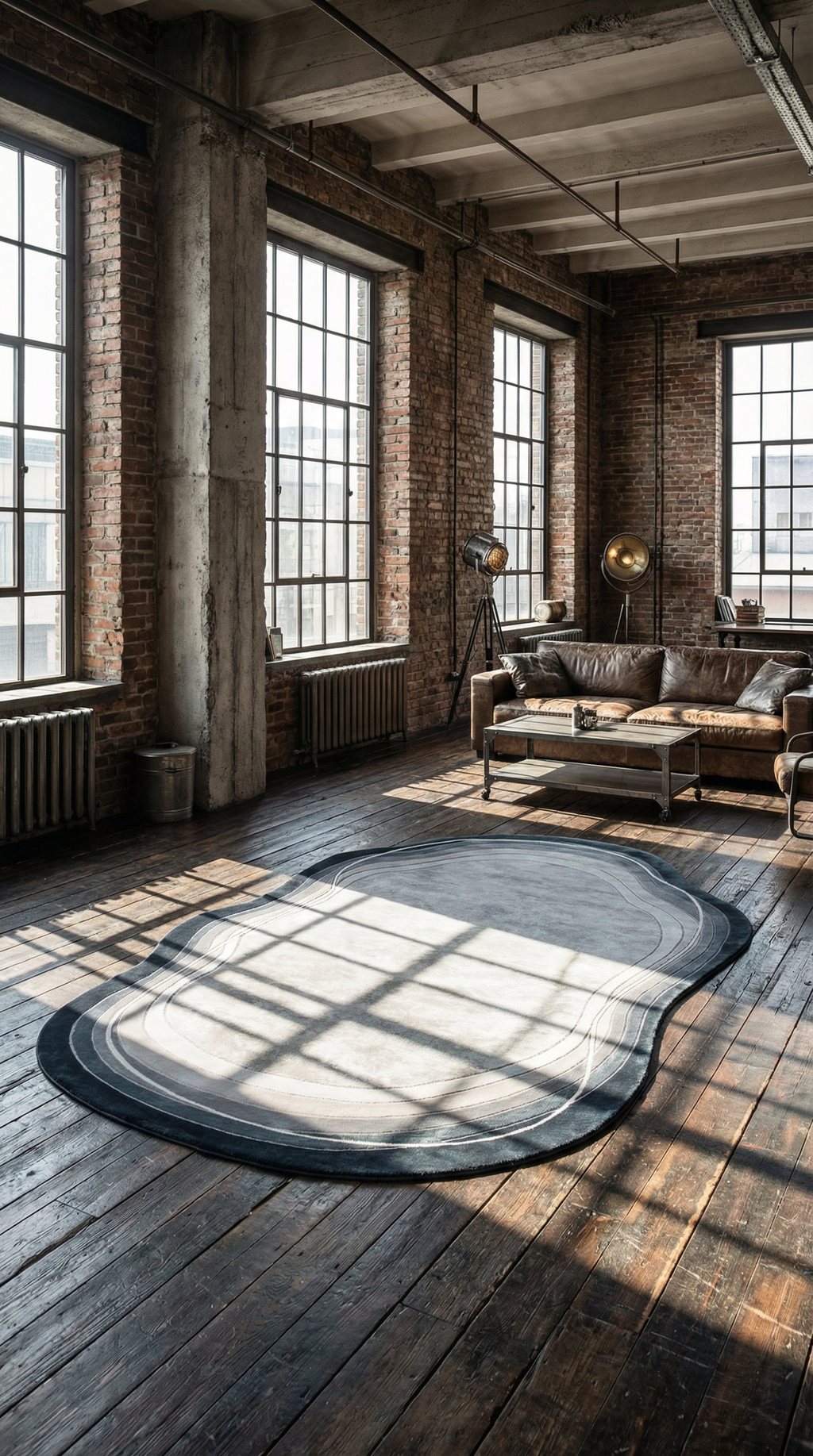 Gri Mavi Akik Desenli Organik Asimetrik Kesim Halı | Doğal Taş Görünümlü & Modern