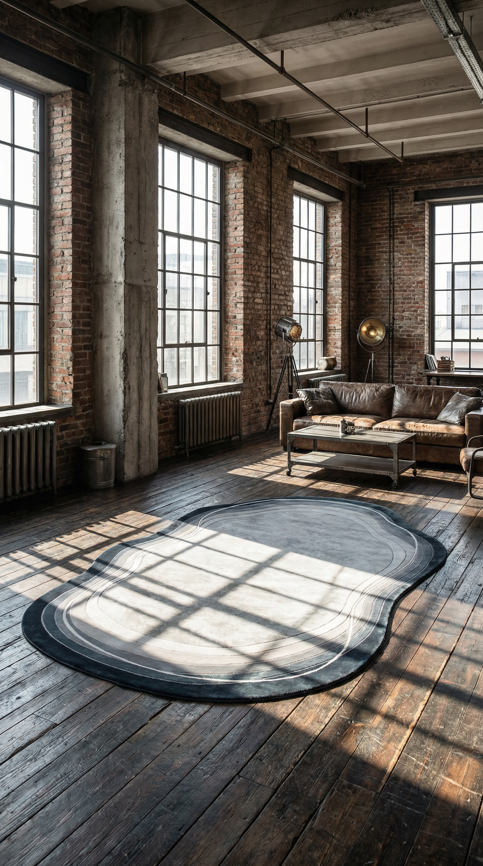 Gri Mavi Akik Desenli Organik Asimetrik Kesim Halı | Doğal Taş Görünümlü & Modern