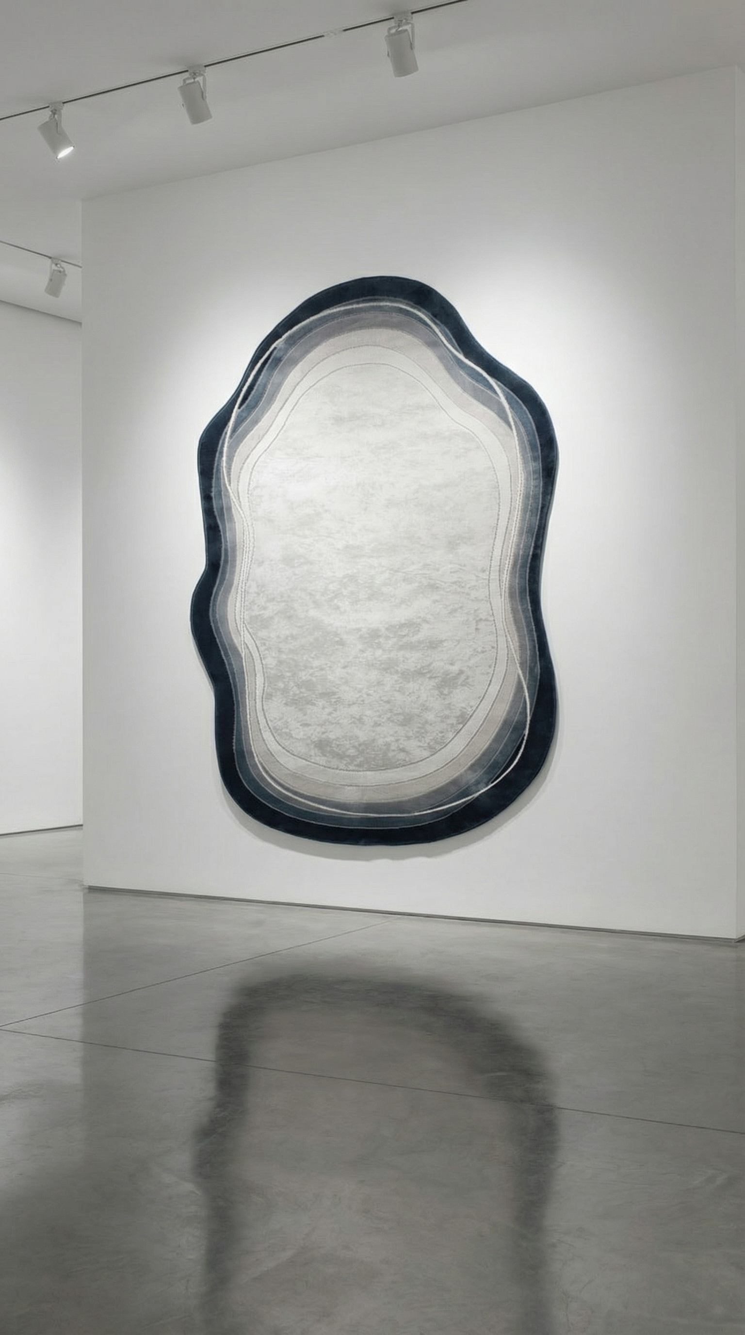 Gri Mavi Akik Desenli Organik Asimetrik Kesim Halı | Doğal Taş Görünümlü & Modern