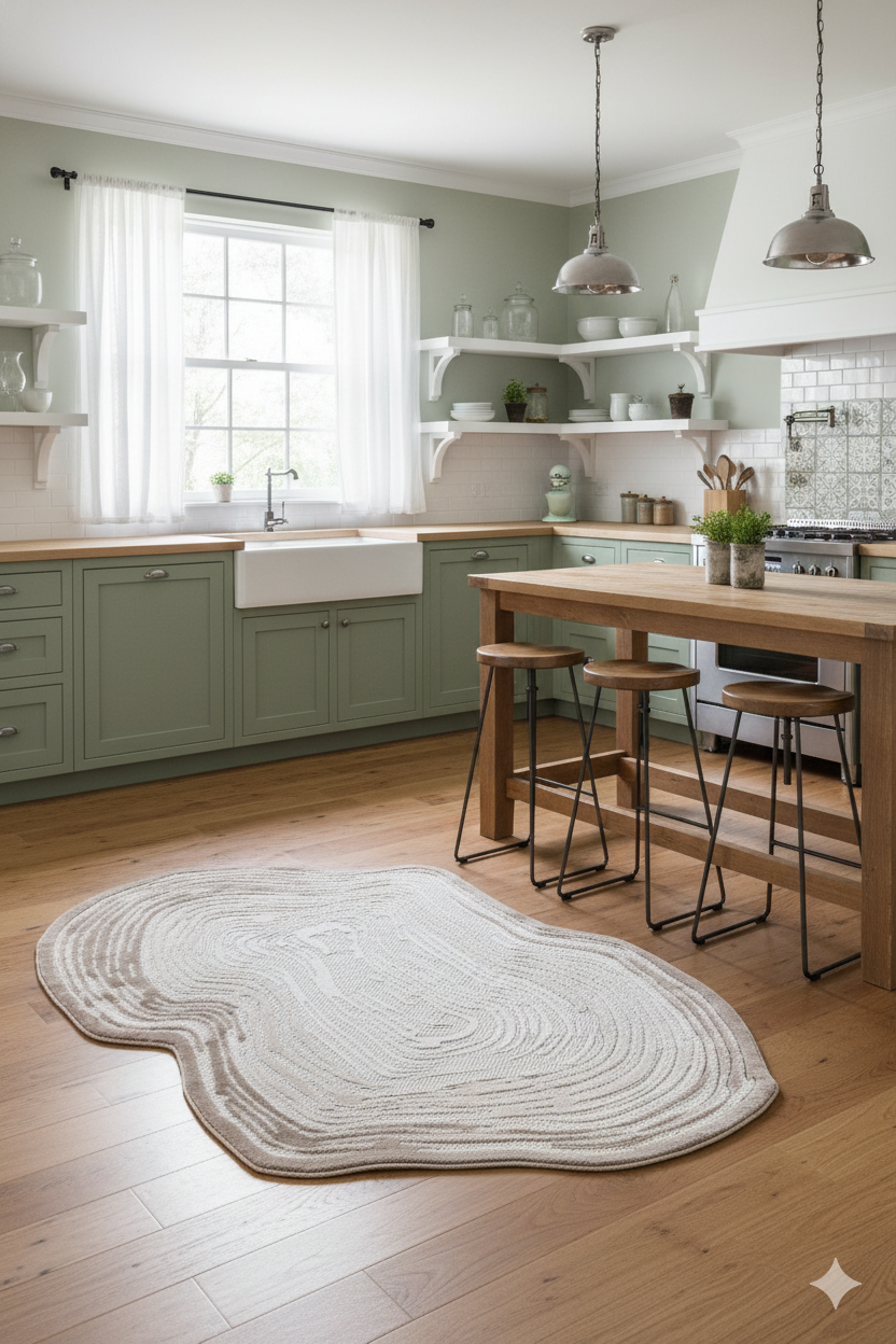 Ağaç Kütüğü Desenli Asimetrik Halı | Doğal Formlu  Halı (Kahve)