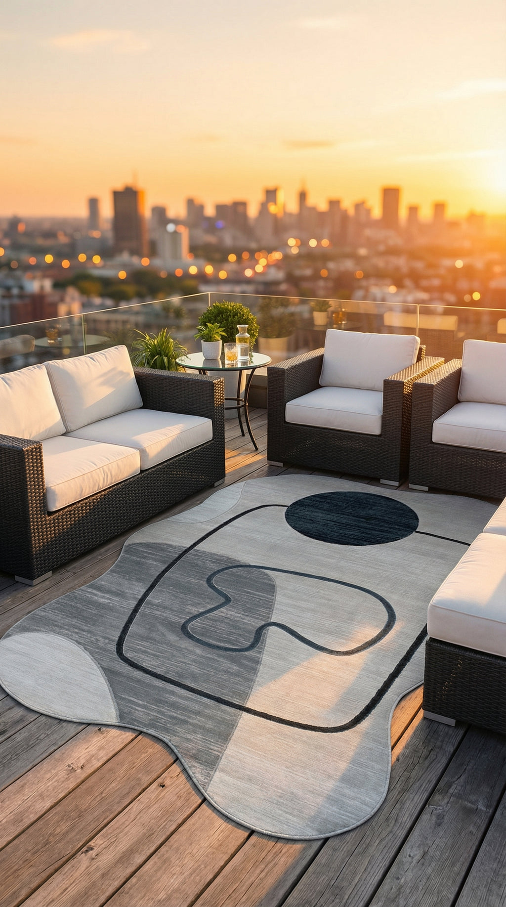 Soyut Sanat Desenli Asimetrik Halı | Kübist & Modern Tarz