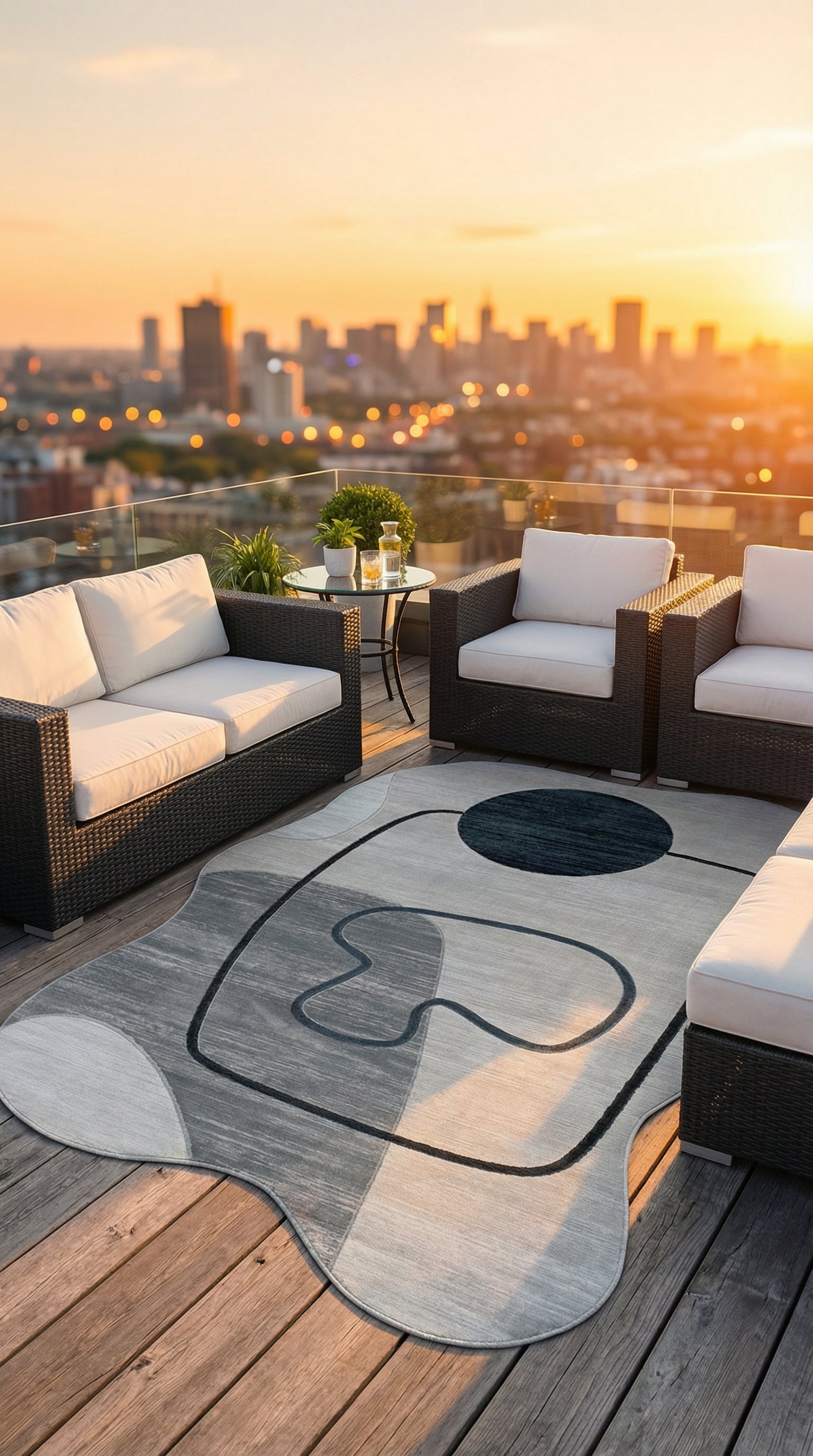 Soyut Sanat Desenli Asimetrik Halı | Kübist & Modern Tarz