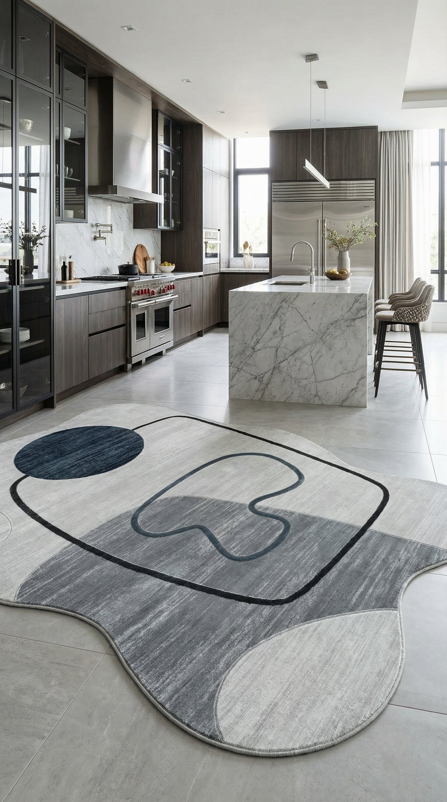 Soyut Sanat Desenli Asimetrik Halı | Kübist & Modern Tarz