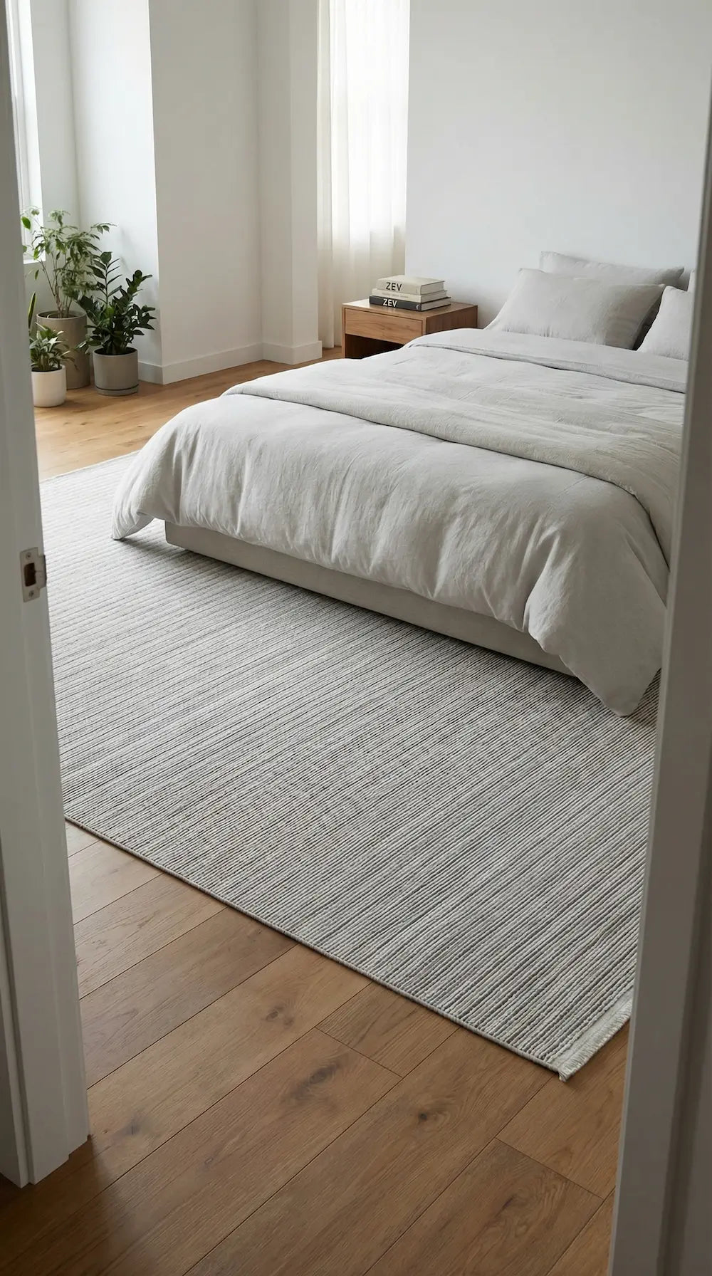 Zev Halı Prime  PR001 Krem Kendinden Çizgili Toz Yapmaz Halı 160x230