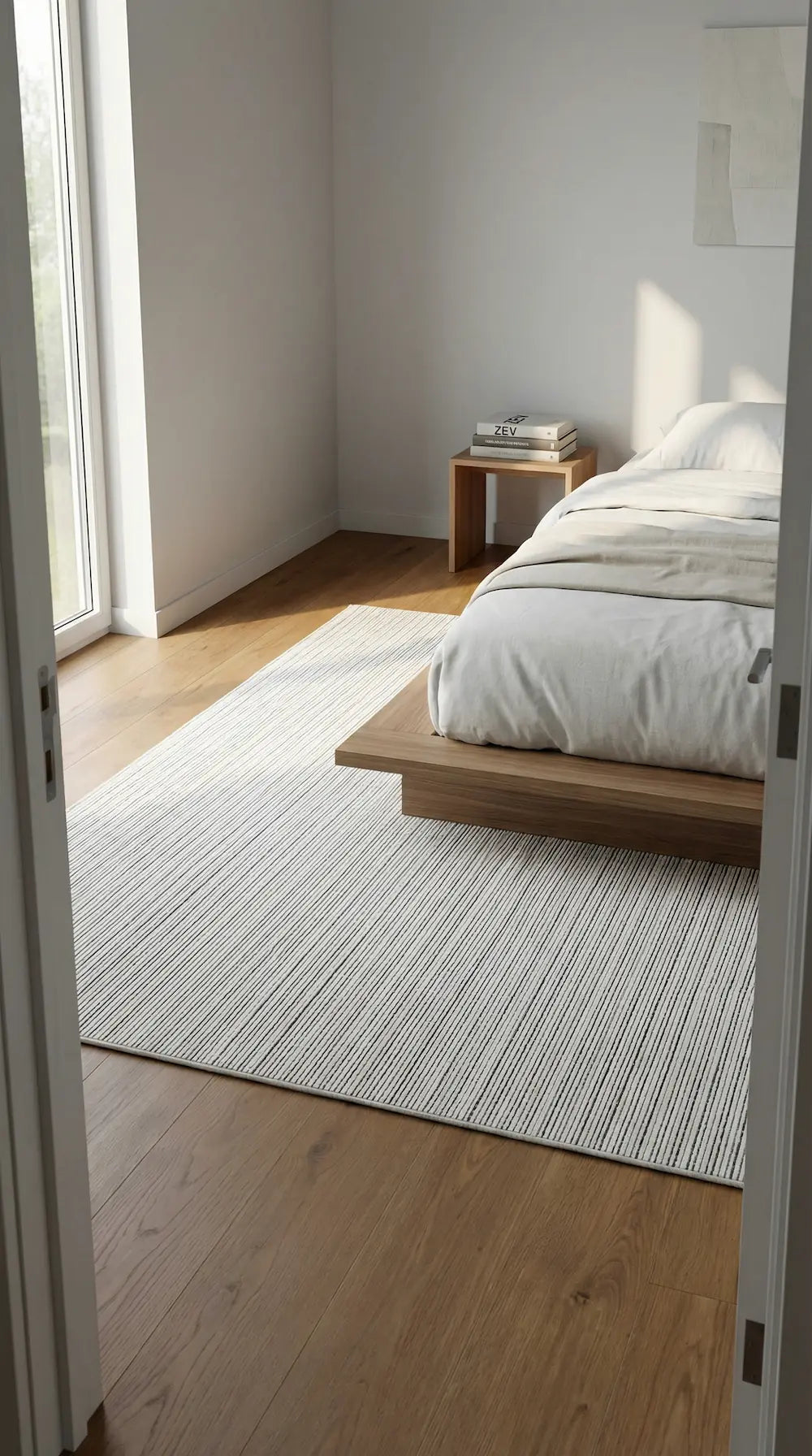 Zev Halı Prime  PR001 Krem Kendinden Çizgili Toz Yapmaz Halı 160x230