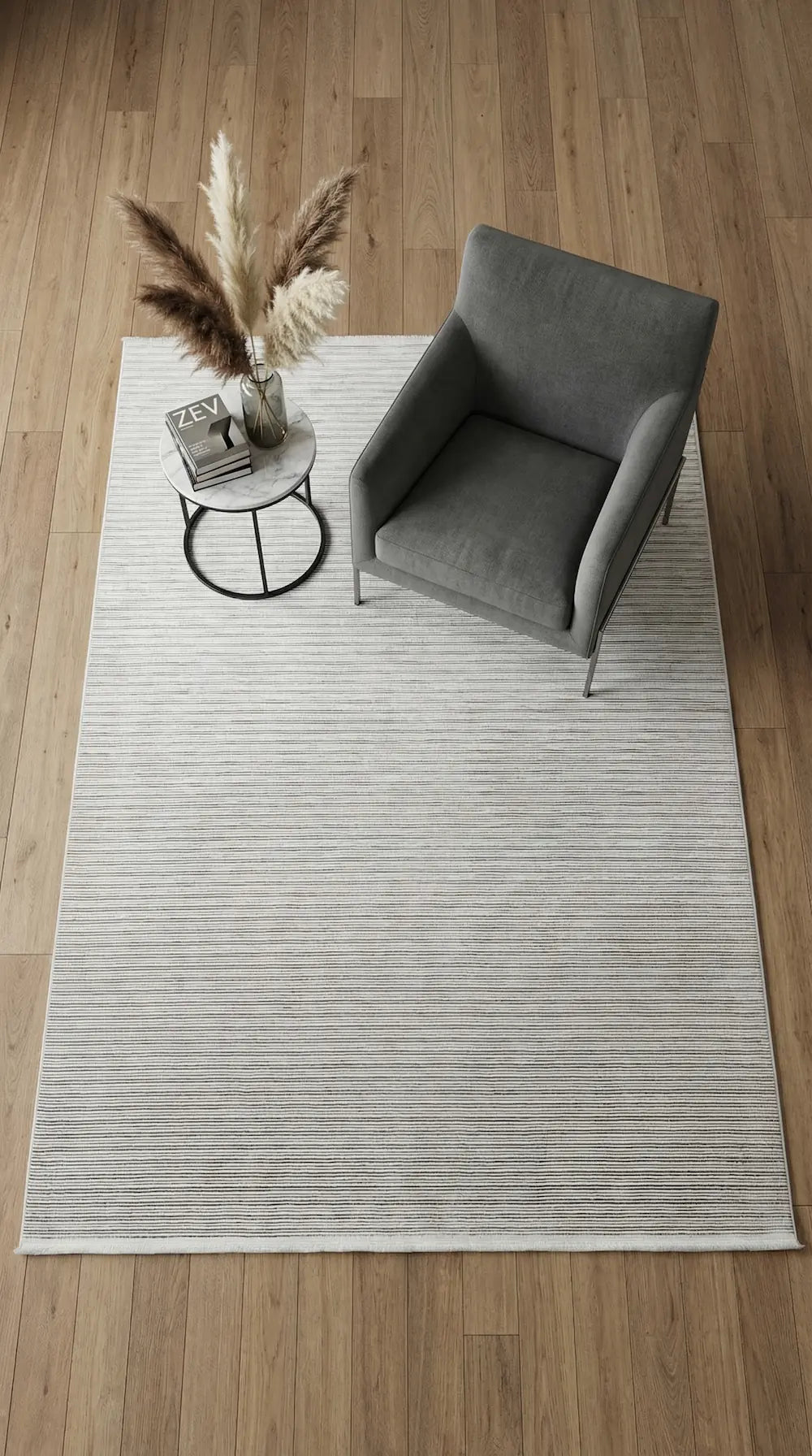 Zev Halı Prime  PR001 Krem Kendinden Çizgili Toz Yapmaz Halı 160x230