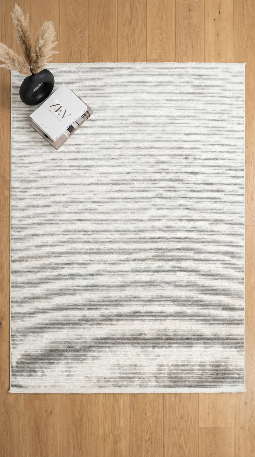 Zev Halı Prime  PR001 Krem Kendinden Çizgili Toz Yapmaz Halı 160x230