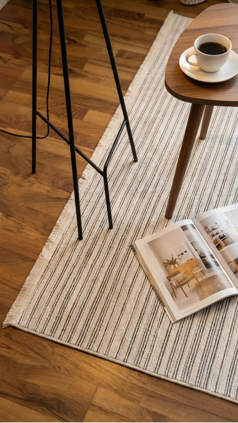 Zev Halı Prime  PR001 Krem Kendinden Çizgili Toz Yapmaz Halı 160x230