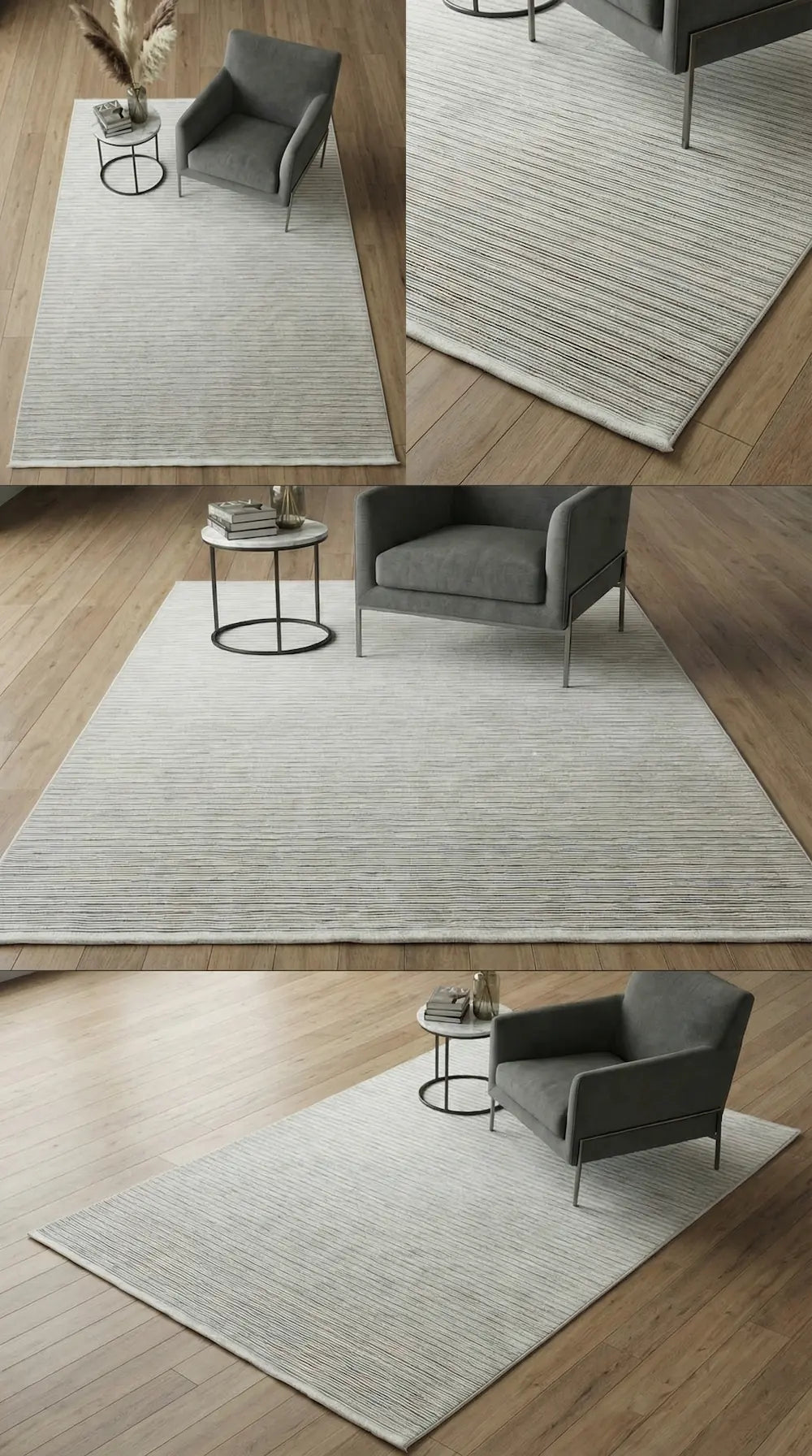 Zev Halı Prime  PR001 Krem Kendinden Çizgili Toz Yapmaz Halı 160x230