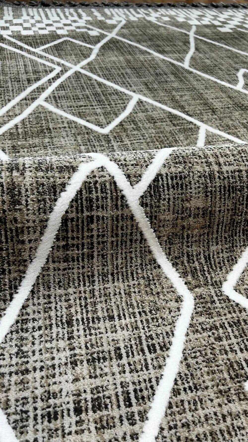 Zev Halı Prime PR002 Antrasit Etnik Geometrik Toz Yapmaz Halı 160x230