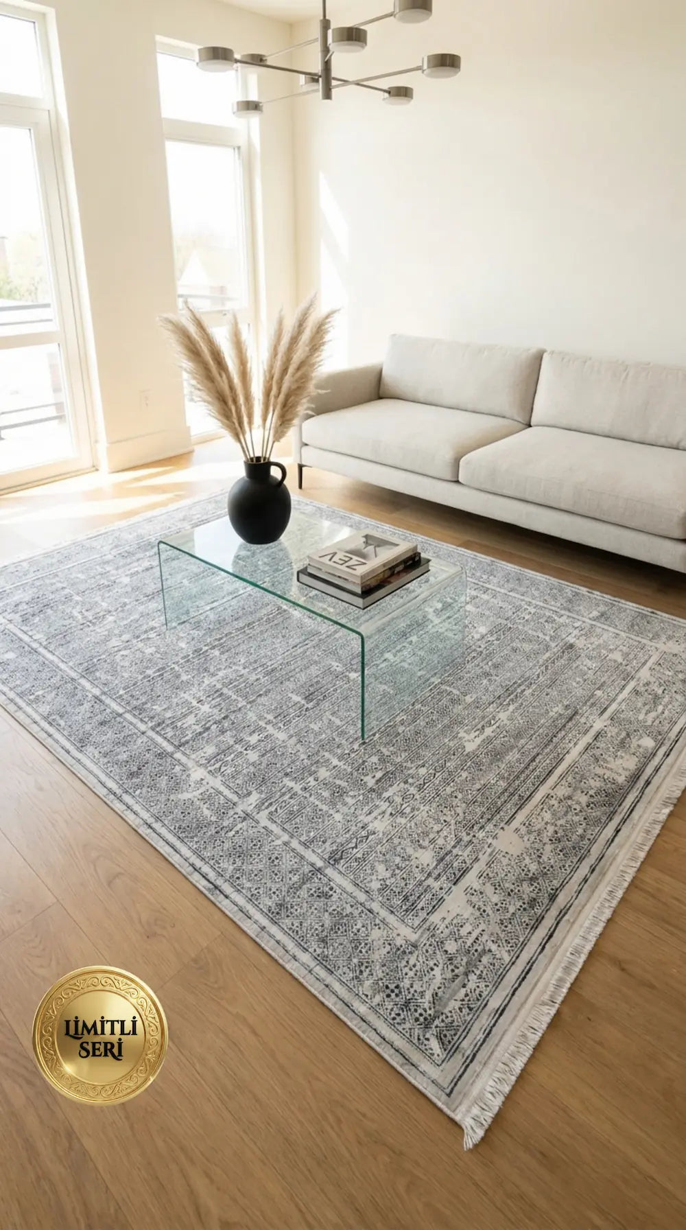 Zev Halı Prime PR005 Turkuaz Vintage Eskitme Desenli Tozumaz Salon Halısı 160x230