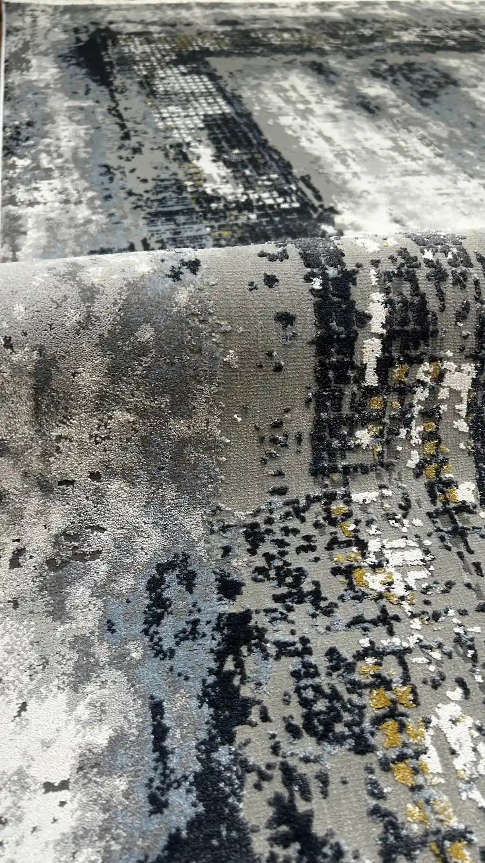 Zev Halı Prime PR006 Lacivert  Gri Çerçeveli Soyut Tozumaz Salon Halısı 160x230