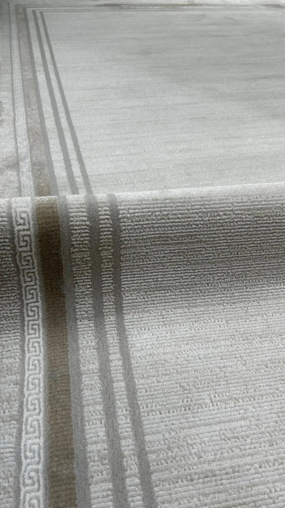 Zev Halı Prime PR007 Krem Bej Çerçeveli Sade Toz Yapmaz Halı 160x230