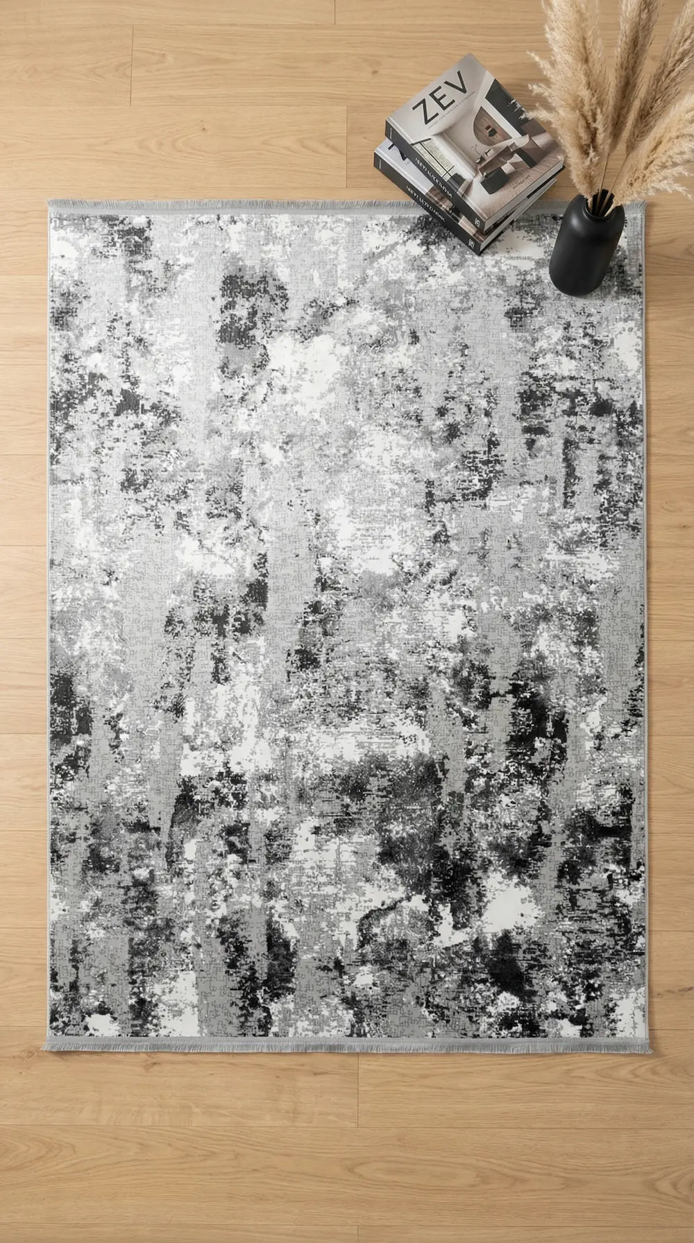 Zev Vogui Serisi Gri Antrasit Soyut Desenli Modern Salon Halısı st036 160x230