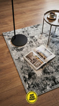 Zev Vogui Serisi Gri Antrasit Soyut Desenli Modern Salon Halısı st036 160x230