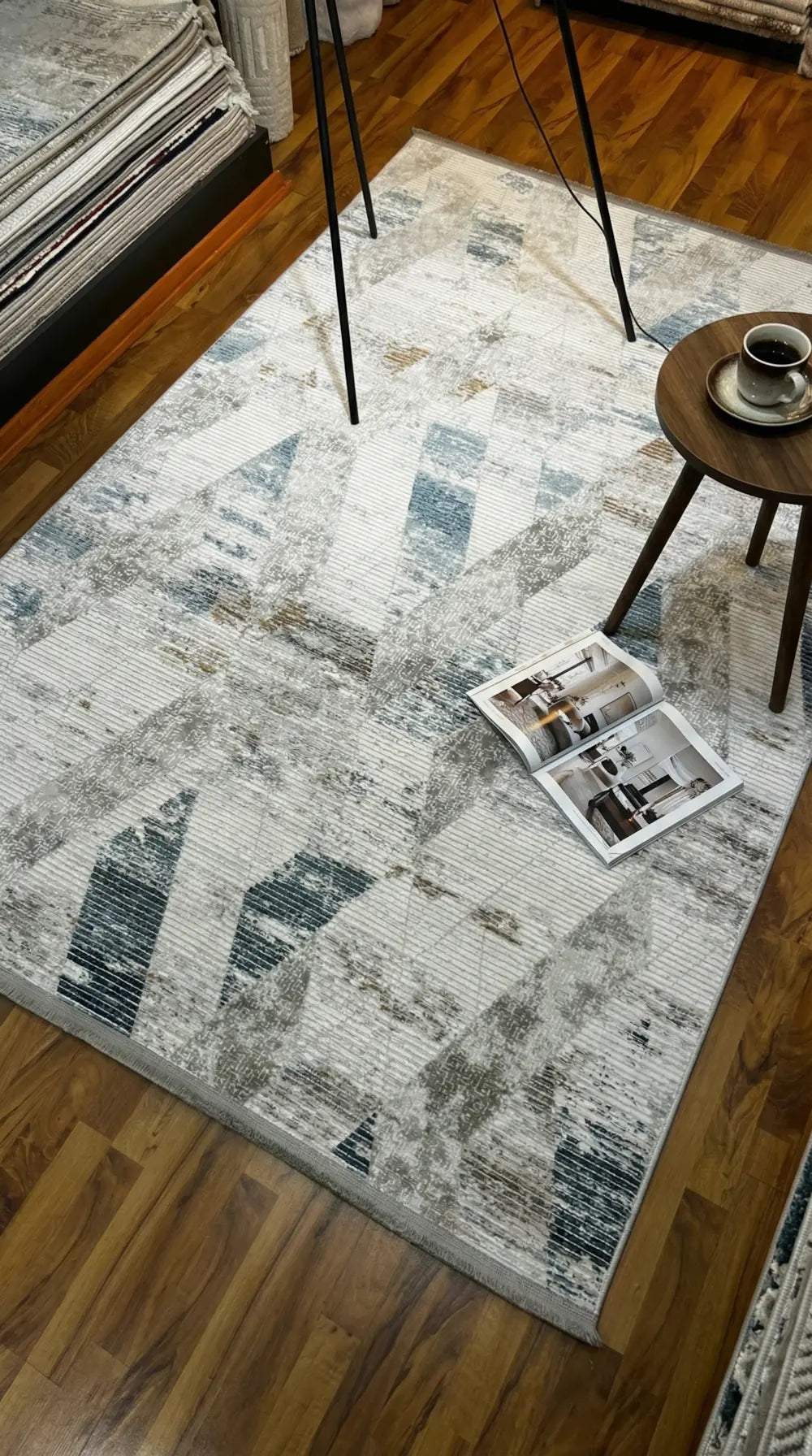 Zev Vogui Mavi Pas Rengi Geometrik Akrilik Modern Halı St035 160x230