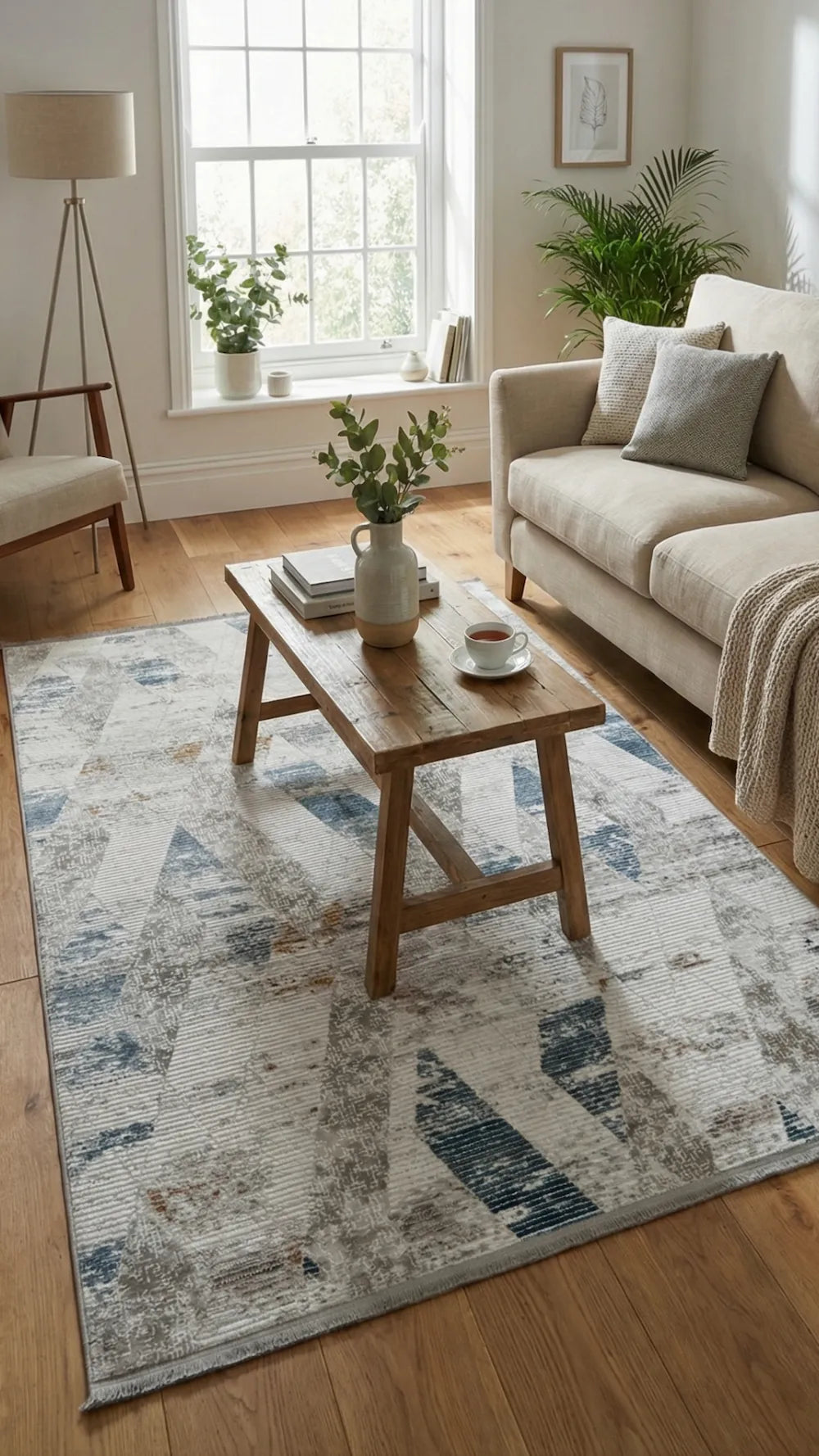 Zev Vogui Mavi Pas Rengi Geometrik Akrilik Modern Halı St035 160x230