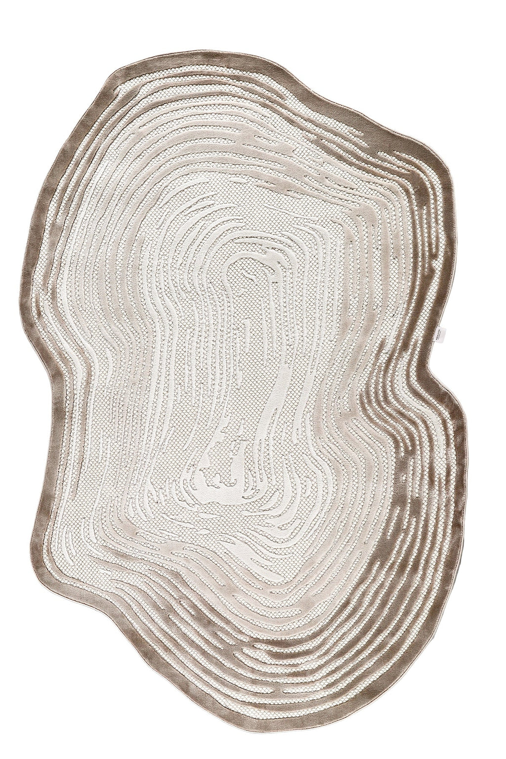 Krem ve bej tonlarında yumuşak dokulu amorf şekilli modern salon ve koridor halısı