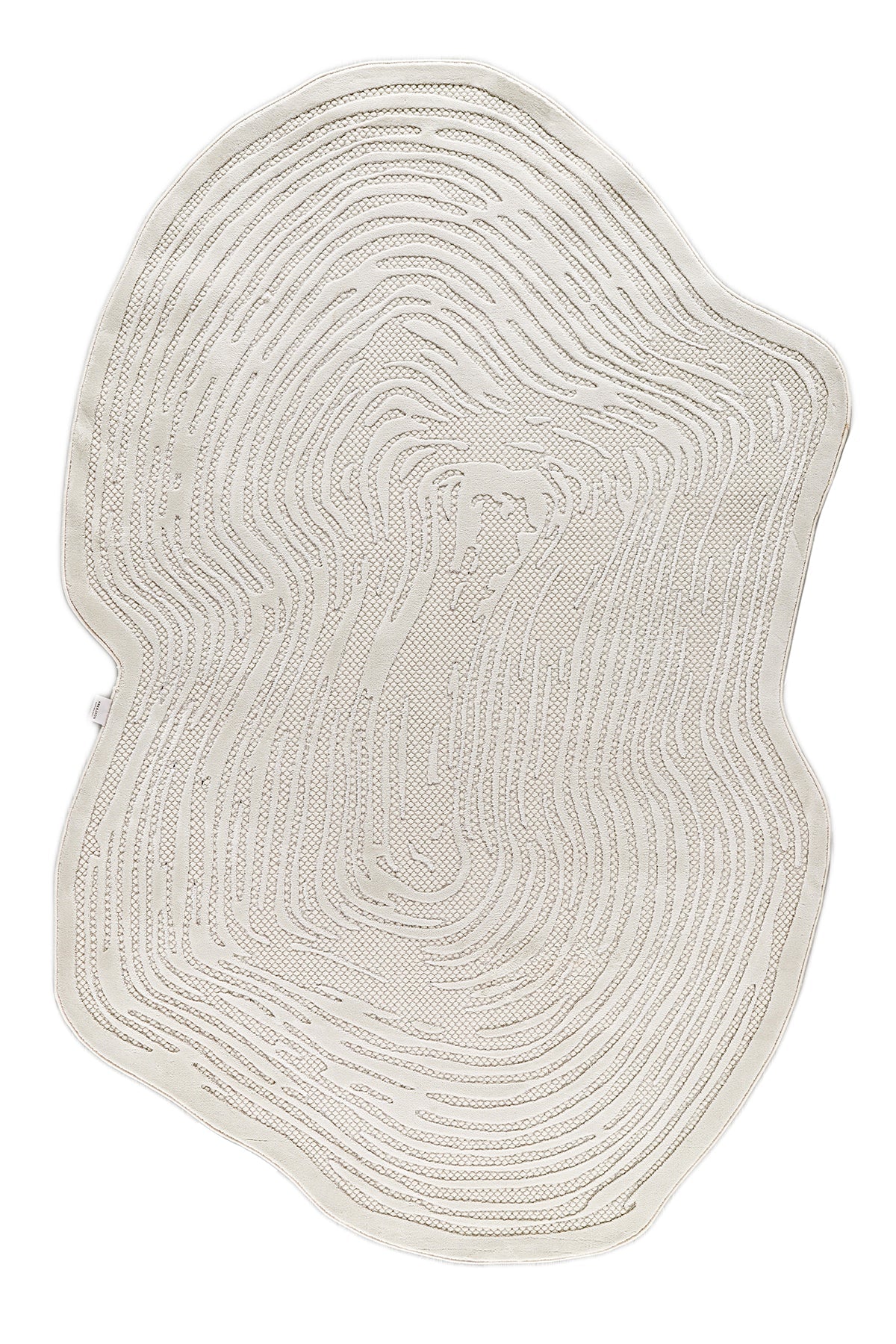 Krem rengi yumuşak dokulu salon ve mutfak için amorf şekilli makine halısı